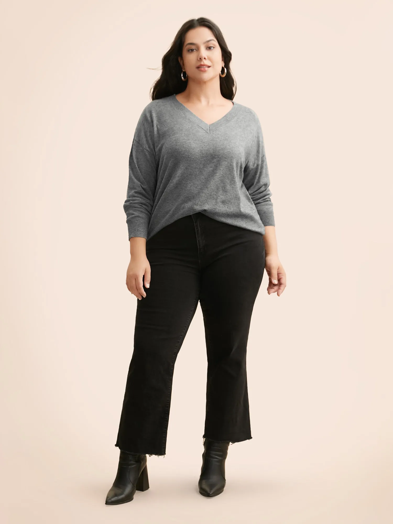 Supersoft Drop Shoulder V-Neck Top sold by Bloomchic product image thumbnail 3