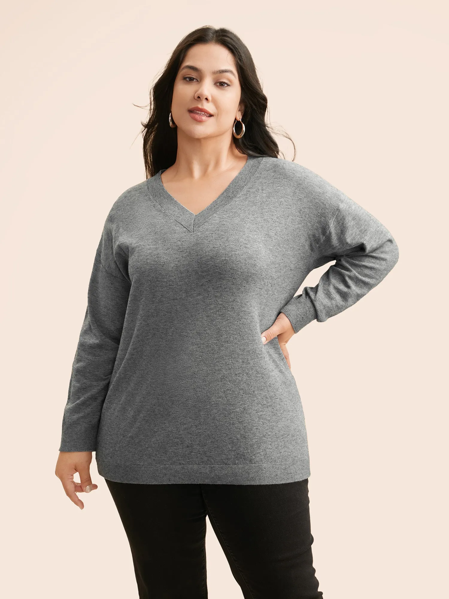 Supersoft Drop Shoulder V-Neck Top sold by Bloomchic