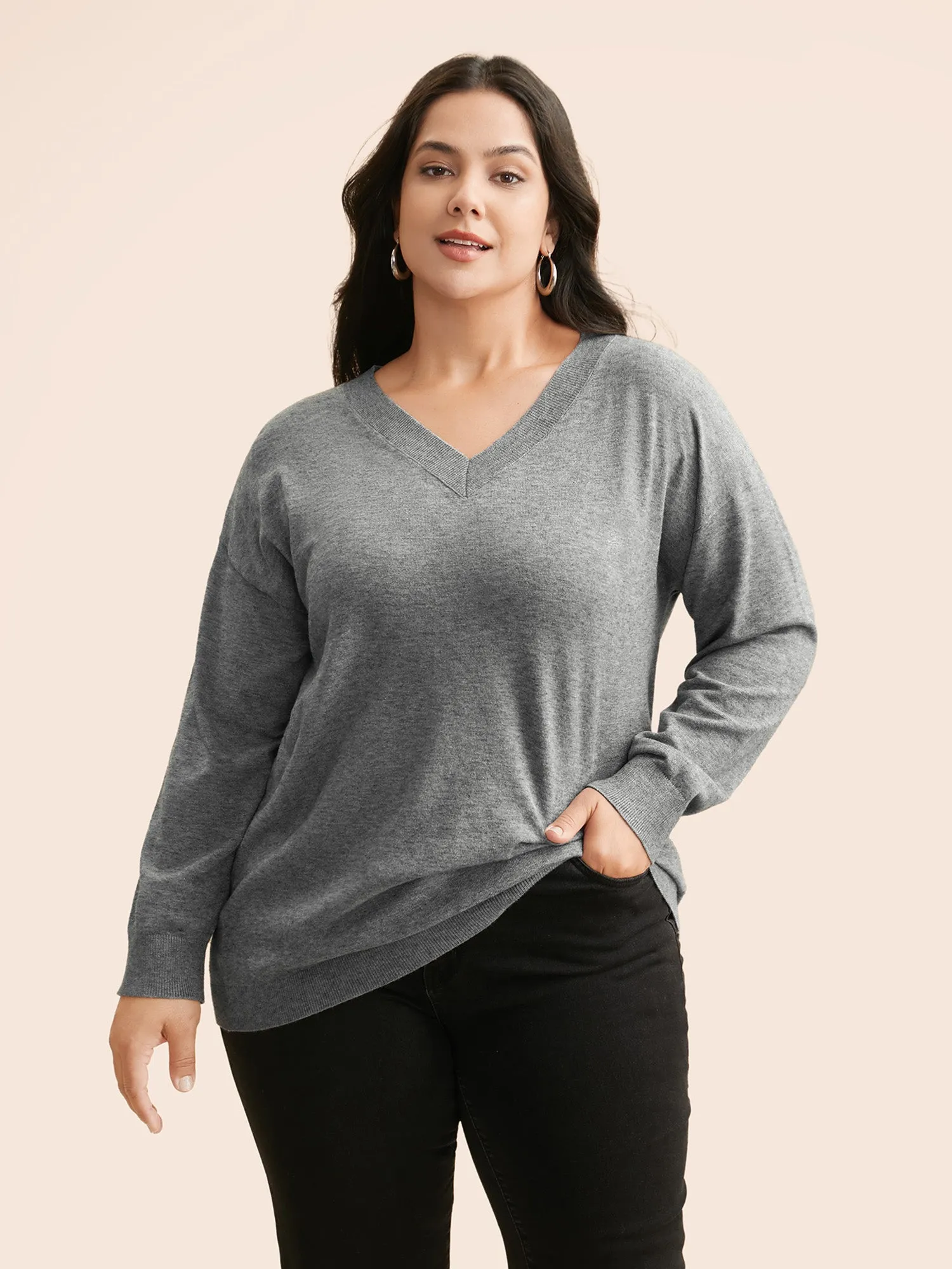 Supersoft Drop Shoulder V-Neck Top sold by Bloomchic product image thumbnail 4