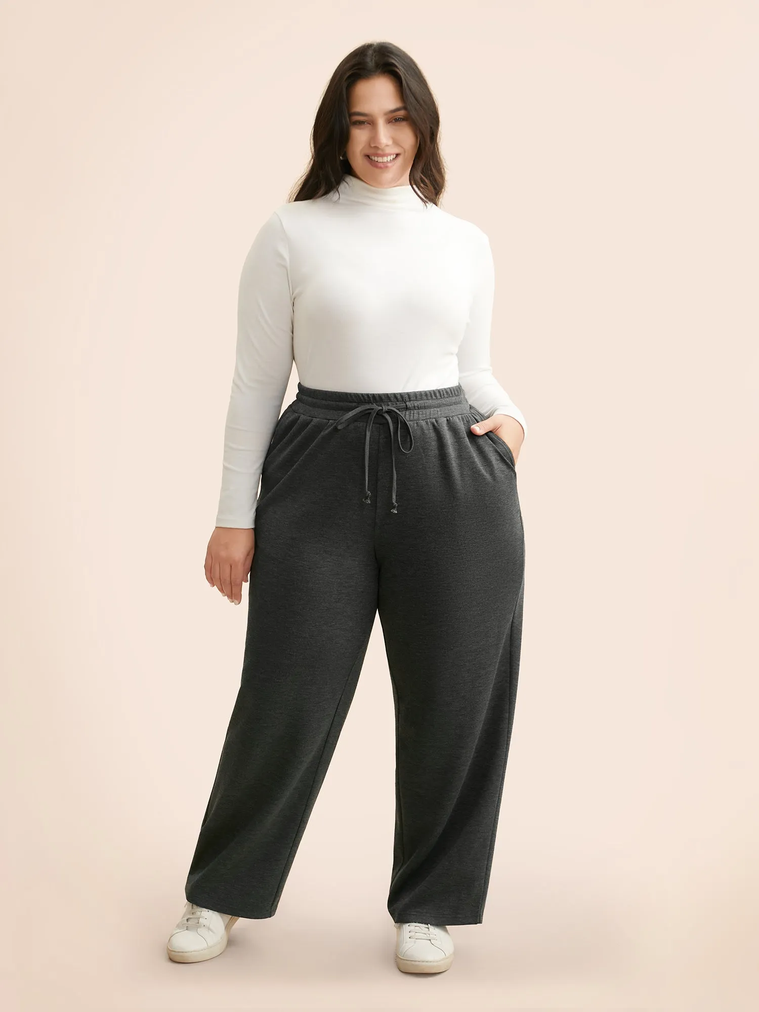 Supersoft Drawstring Straight Leg Pants sold by Bloomchic product image thumbnail 2