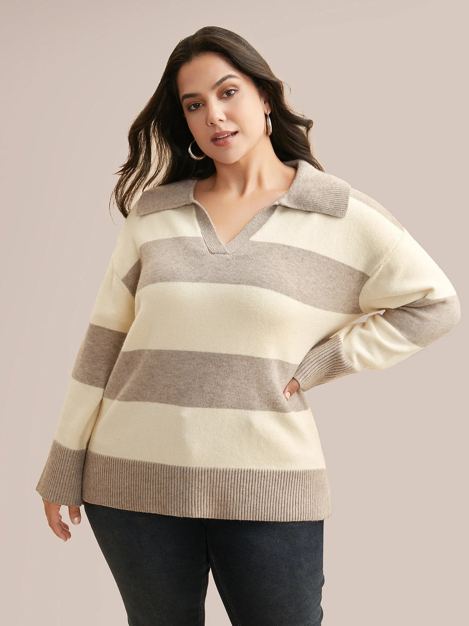 Supersoft Essentials Contrast Slit Hem Texture Pullover sold by Bloomchic