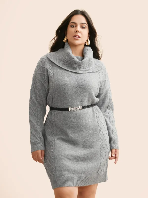 Airy Cozy Cable Knit Wool Sweater Dress sold by Bloomchic