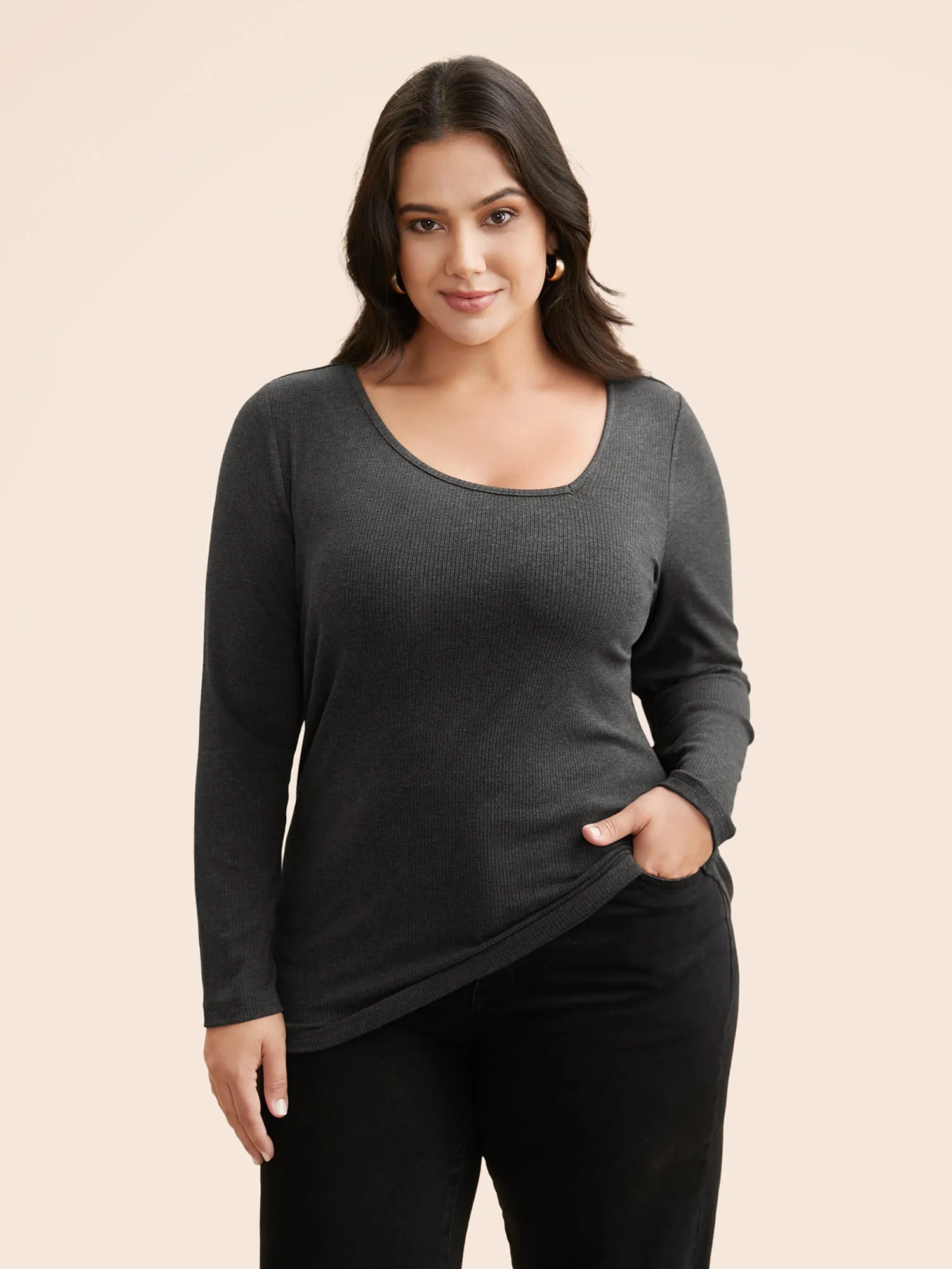 Airy Cozy Asymmetrical Neckline T-shirt sold by Bloomchic