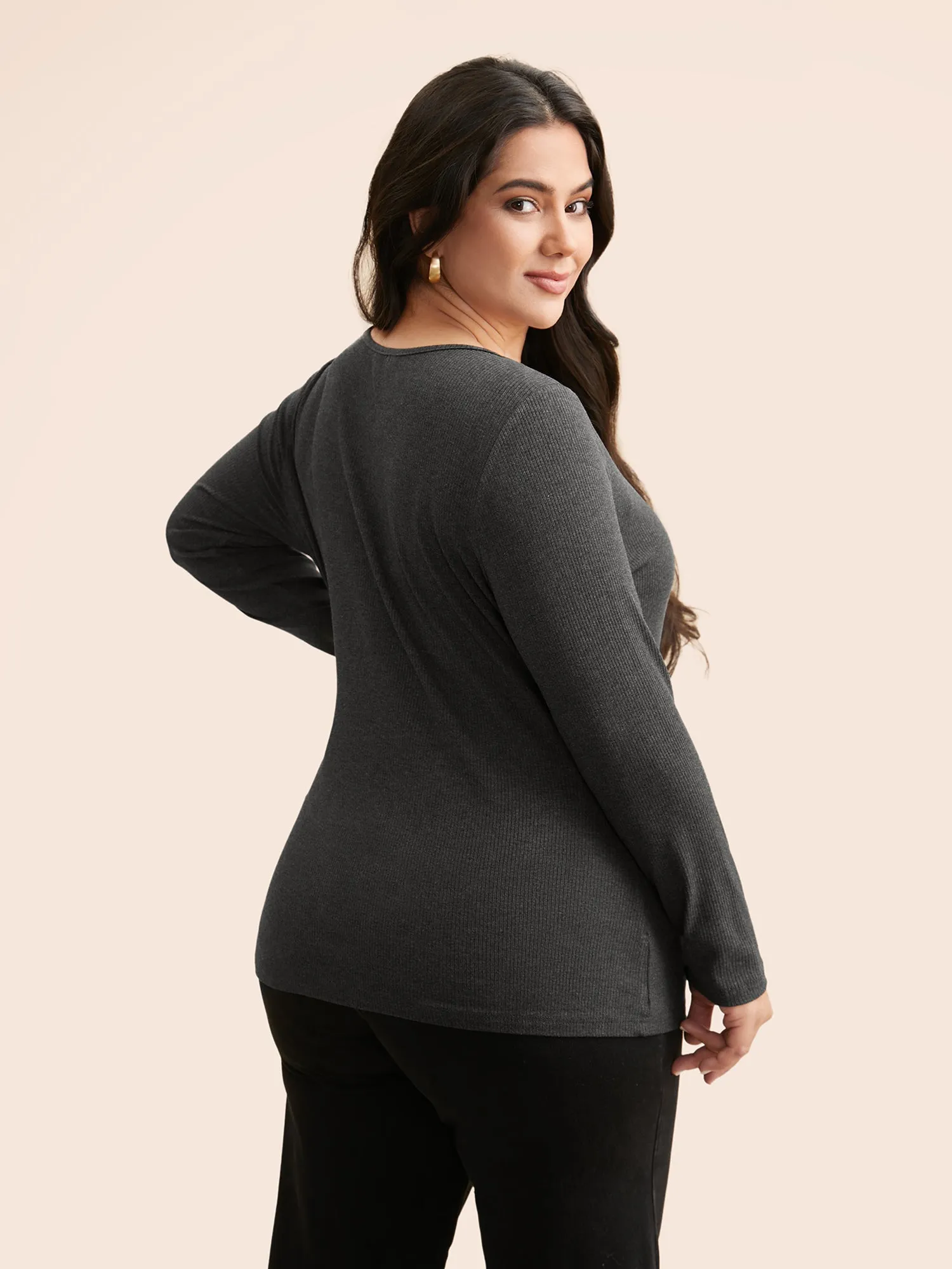 Airy Cozy Asymmetrical Neckline T-shirt sold by Bloomchic product image thumbnail 4