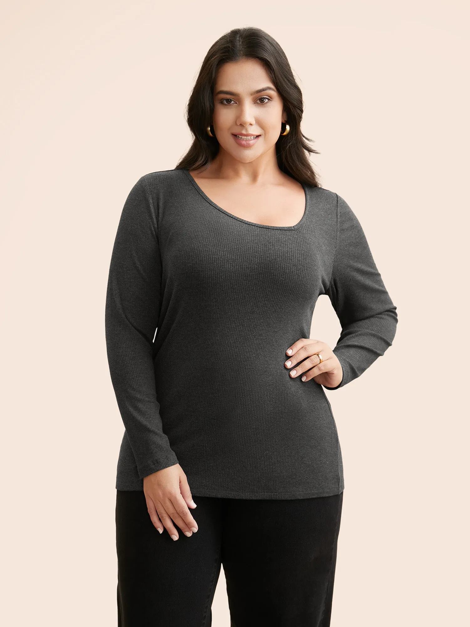 Airy Cozy Asymmetrical Neckline T-shirt sold by Bloomchic product image thumbnail 3