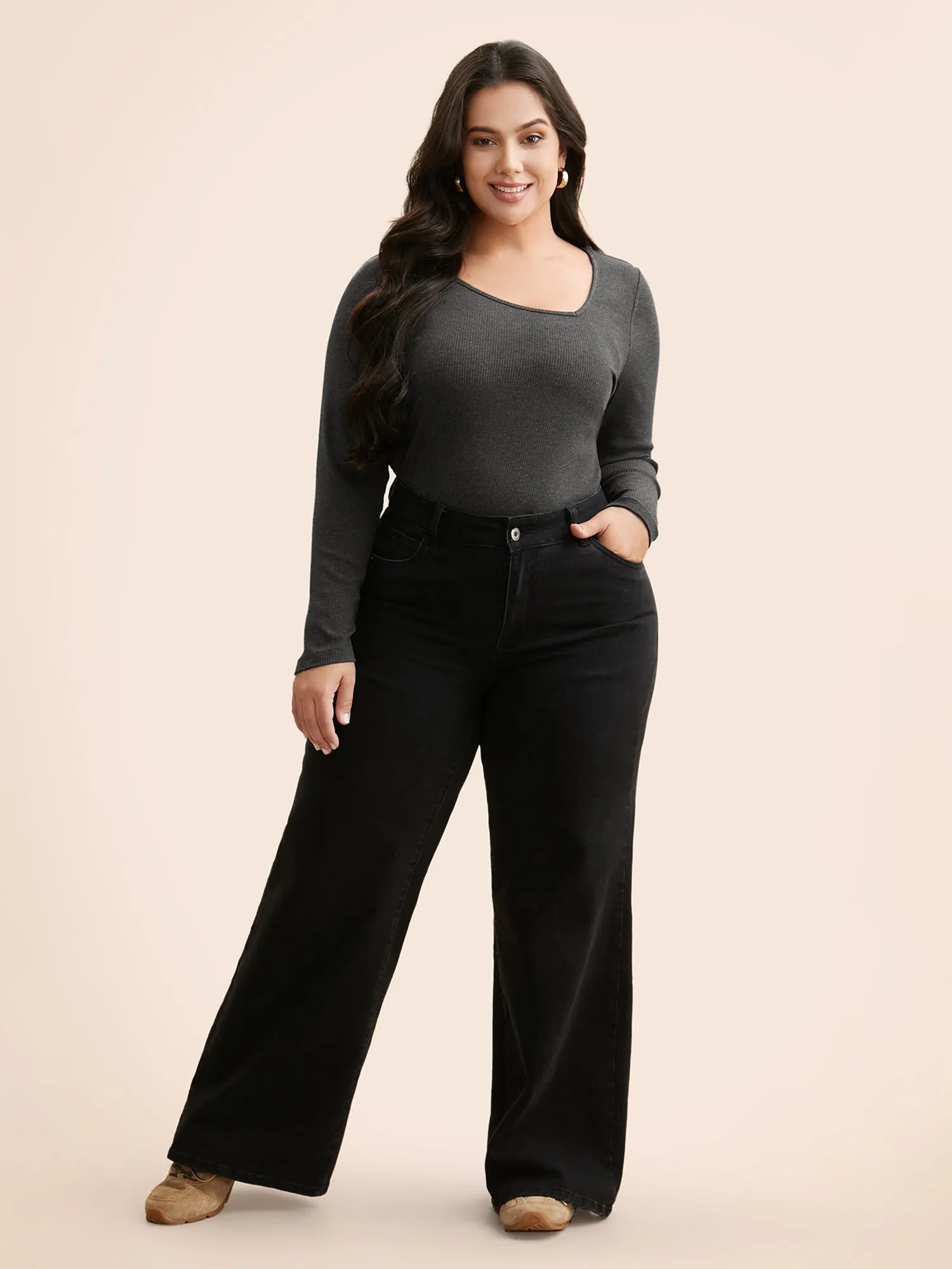 Airy Cozy Asymmetrical Neckline T-shirt sold by Bloomchic product image thumbnail 2