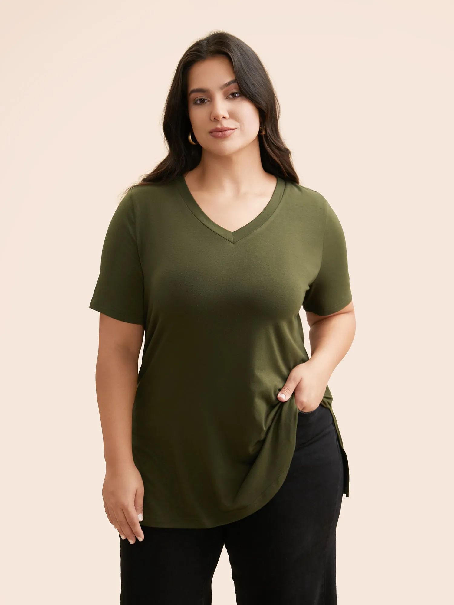 Supersoft V-Neck Slim-Fit Tee sold by Bloomchic