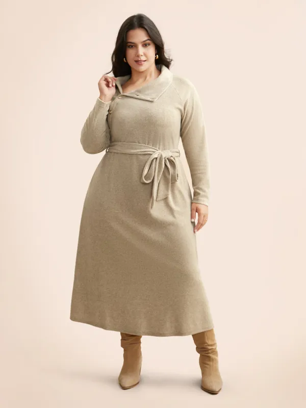 Airy Cozy Button Bodice Placket Midi Dress sold by Bloomchic