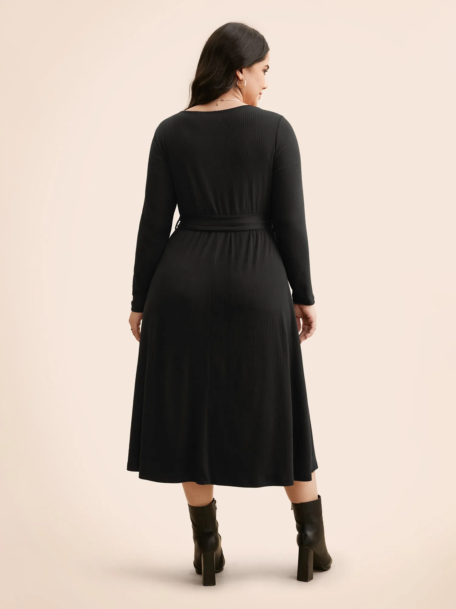 Solid Waist Tie Midi Dress sold by Bloomchic product image thumbnail 5