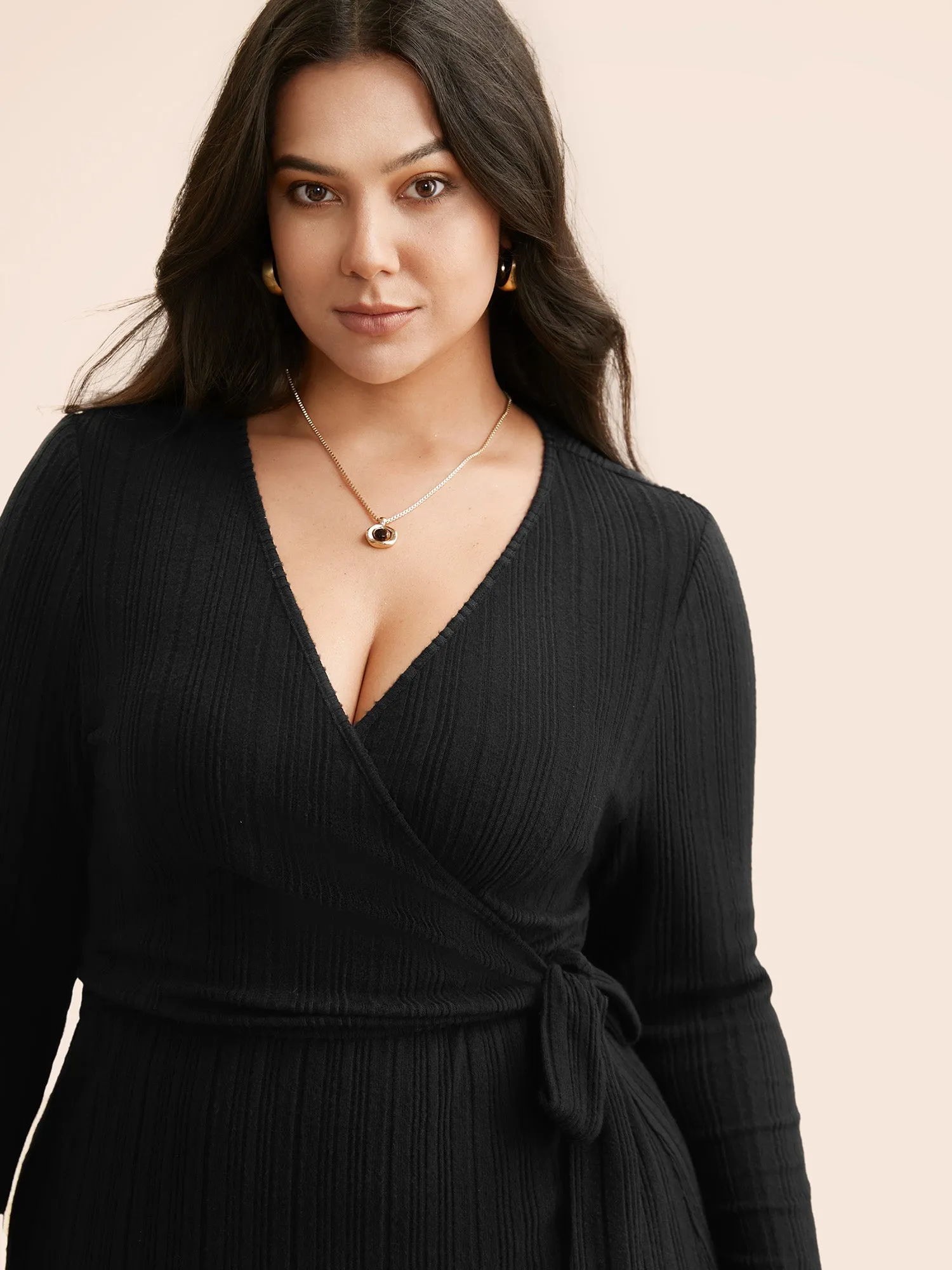 Airy Cozy Waist-Tie Wrap Midi Dress sold by Bloomchic product image thumbnail 2