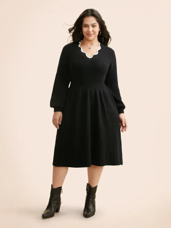 Supersoft Essentials Contrast Lace Collar Wool Sweater Dress sold by Bloomchic