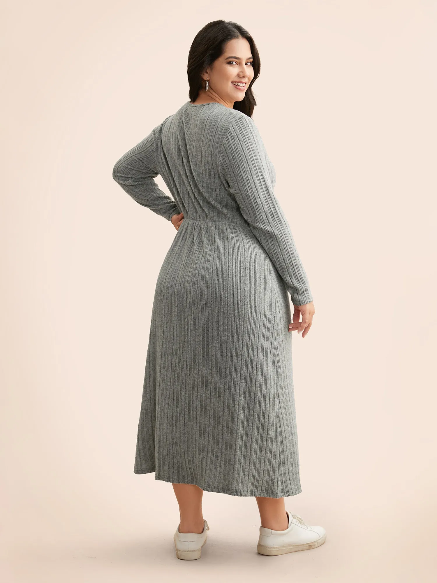 Airy Cozy Neck Cut-Out Midi Dress sold by Bloomchic product image thumbnail 4