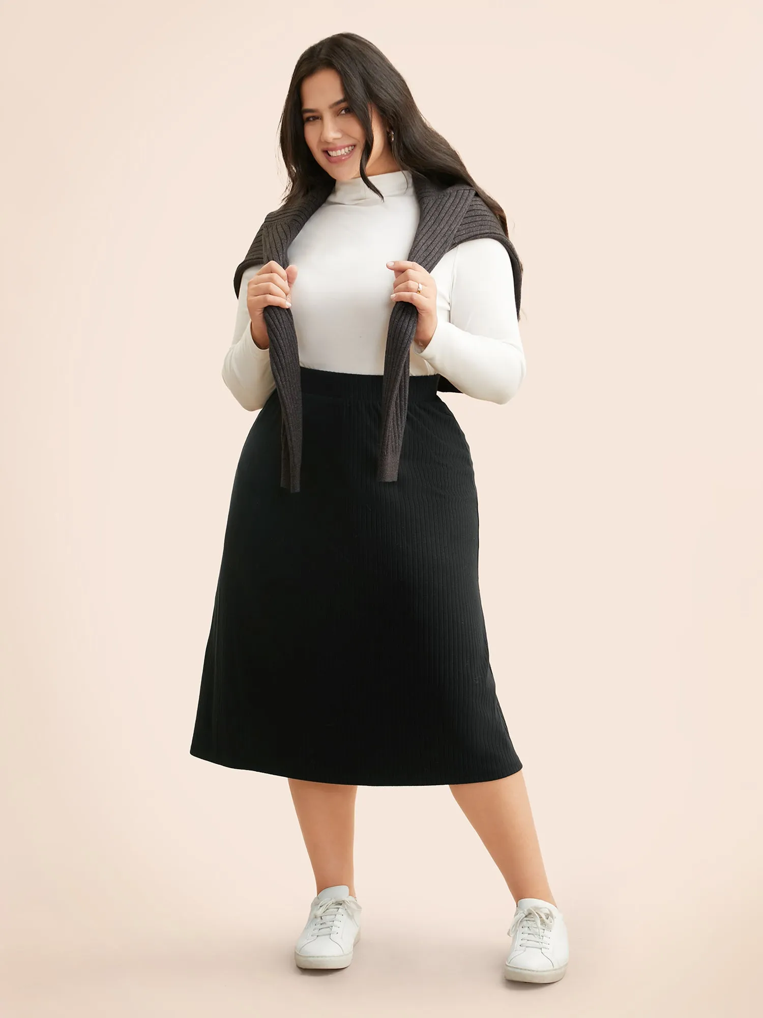 Supersoft Essentials A-Line Midi Skirt sold by Bloomchic product image thumbnail 5