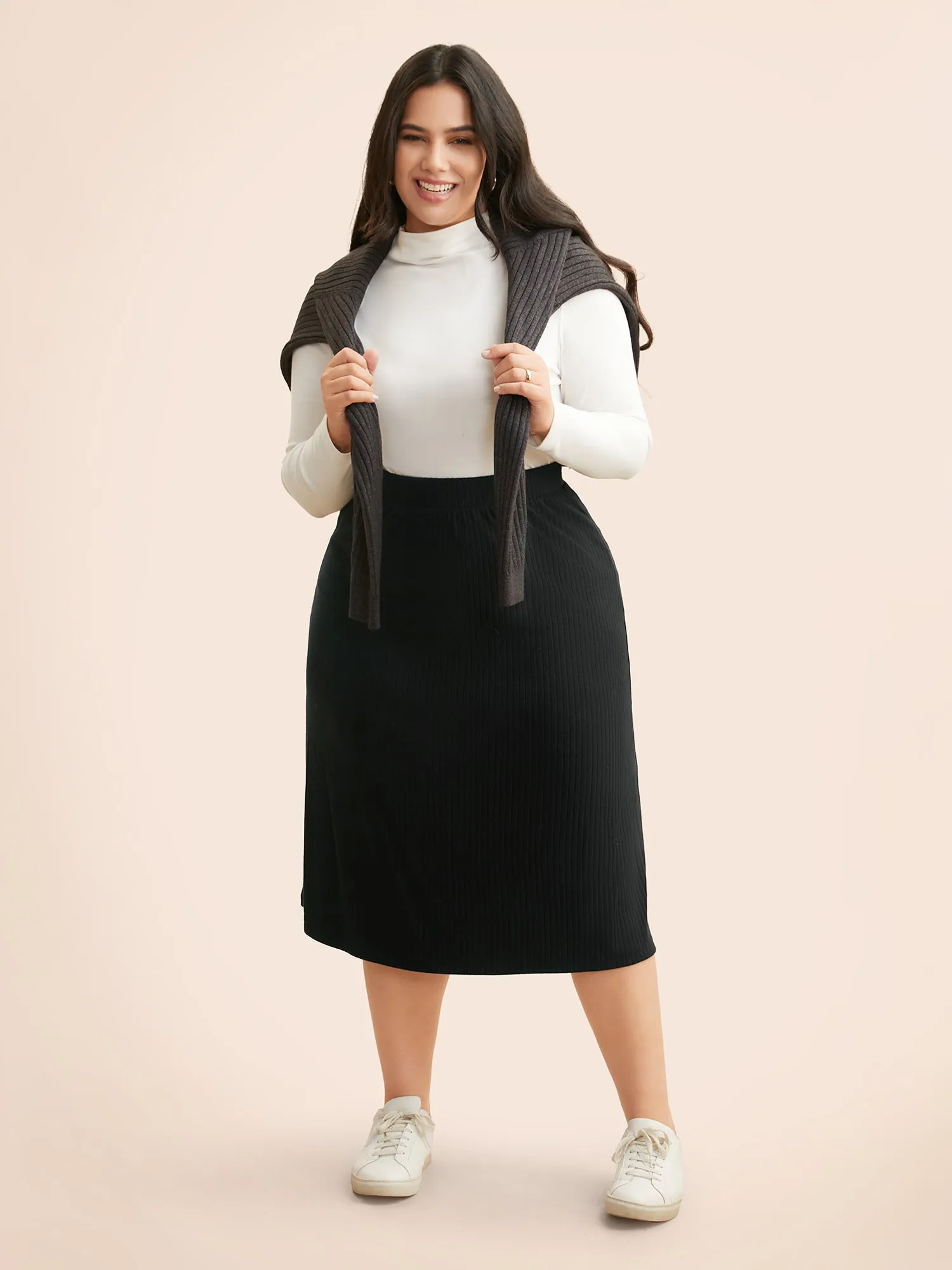 Supersoft Essentials A-Line Midi Skirt sold by Bloomchic product image thumbnail 3