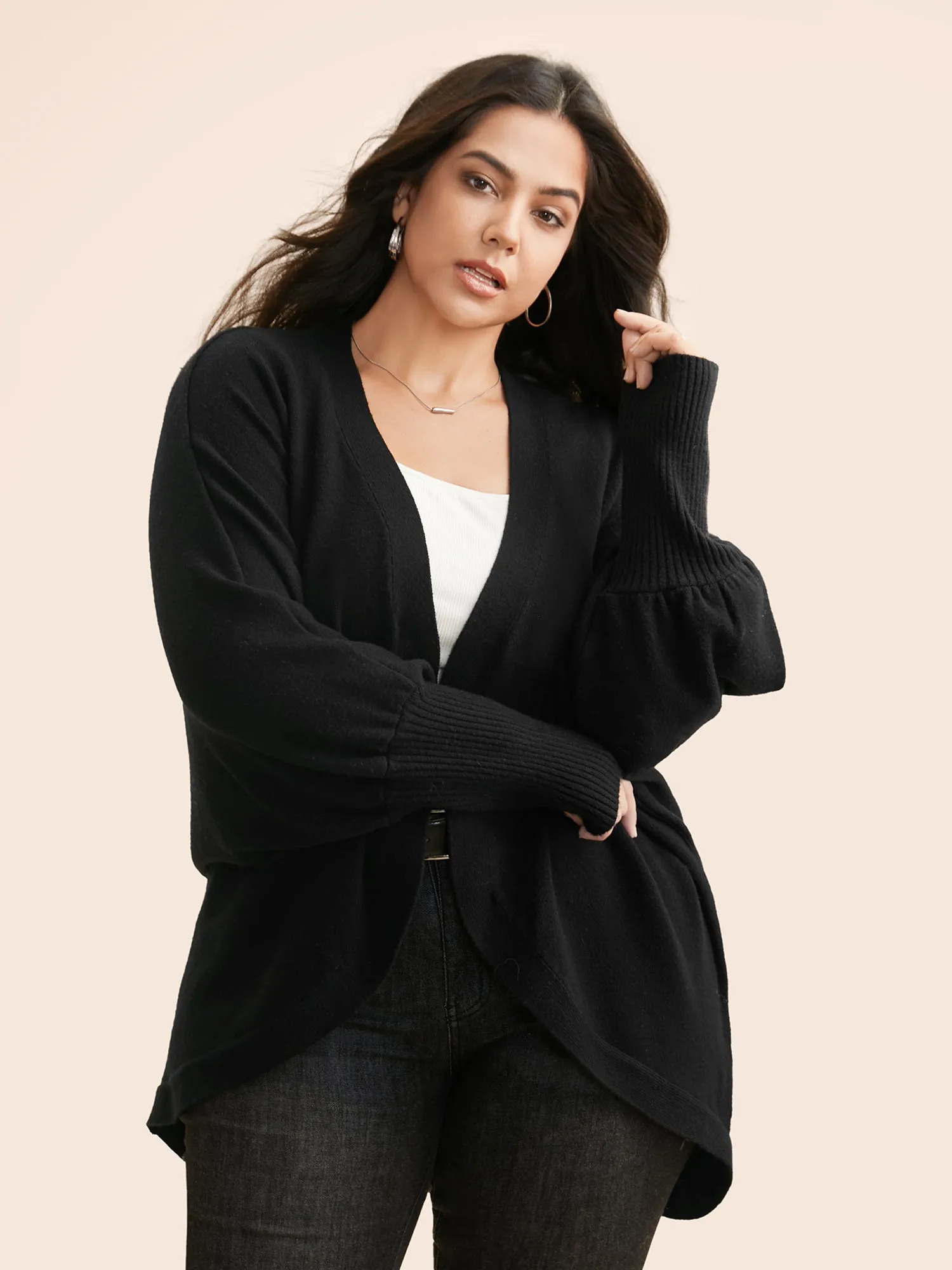 Supersoft Curved Hem Open Cardigan sold by Bloomchic product image thumbnail 3