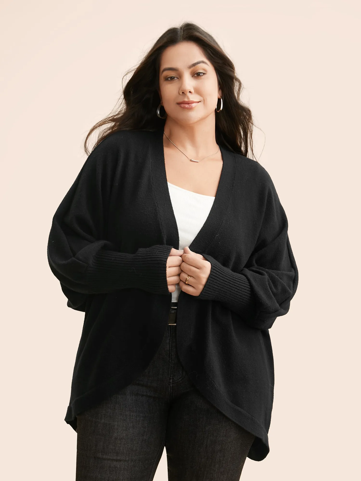 Supersoft Curved Hem Open Cardigan sold by Bloomchic