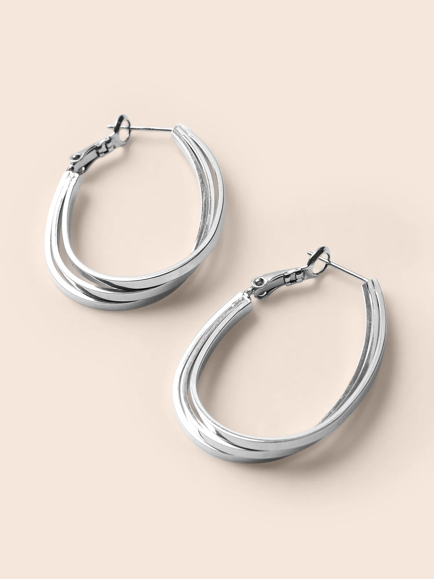 Cross Silver Hoop Earrings sold by Bloomchic product image thumbnail 4