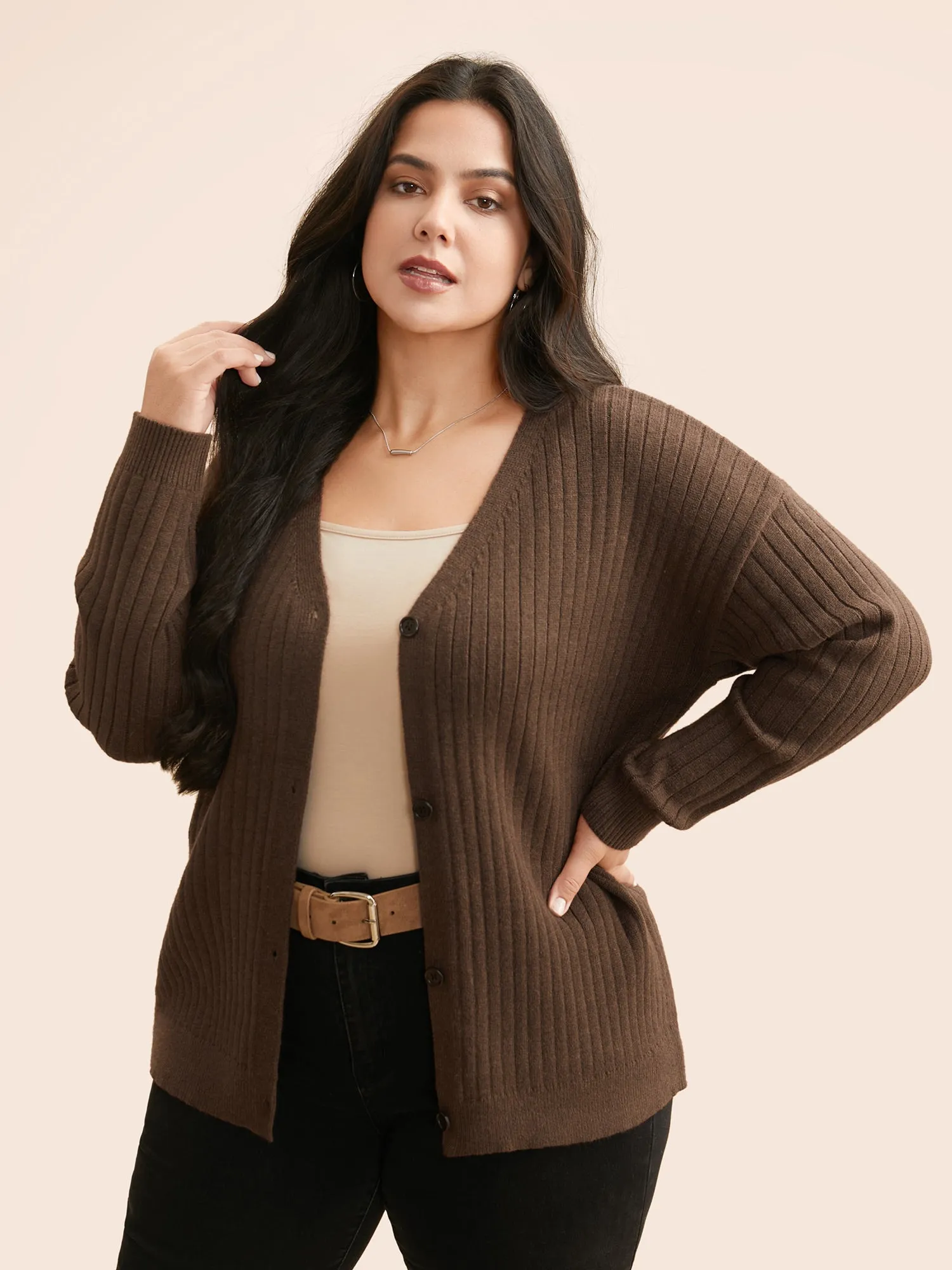 Supersoft V-Neck Cable Knit Cardigan sold by Bloomchic