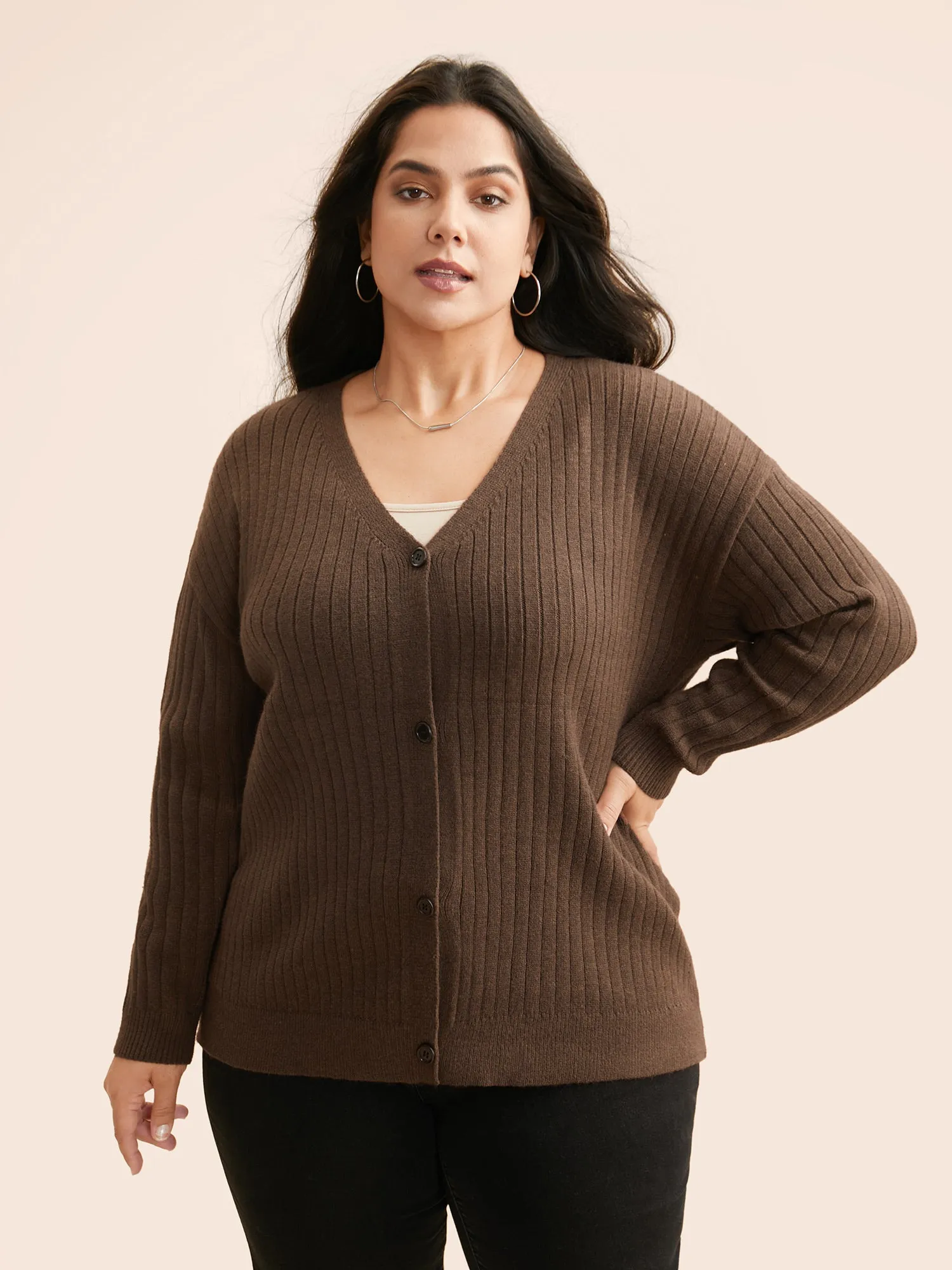 Supersoft V-Neck Cable Knit Cardigan sold by Bloomchic product image thumbnail 4