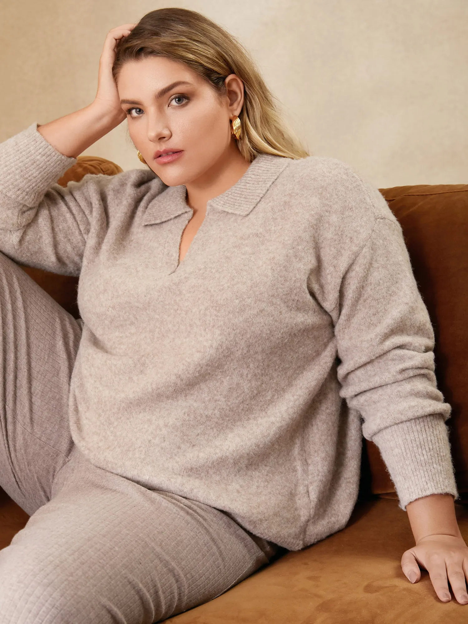 Airy Cozy Polo Collar Wool Pullover sold by Bloomchic product image thumbnail 2