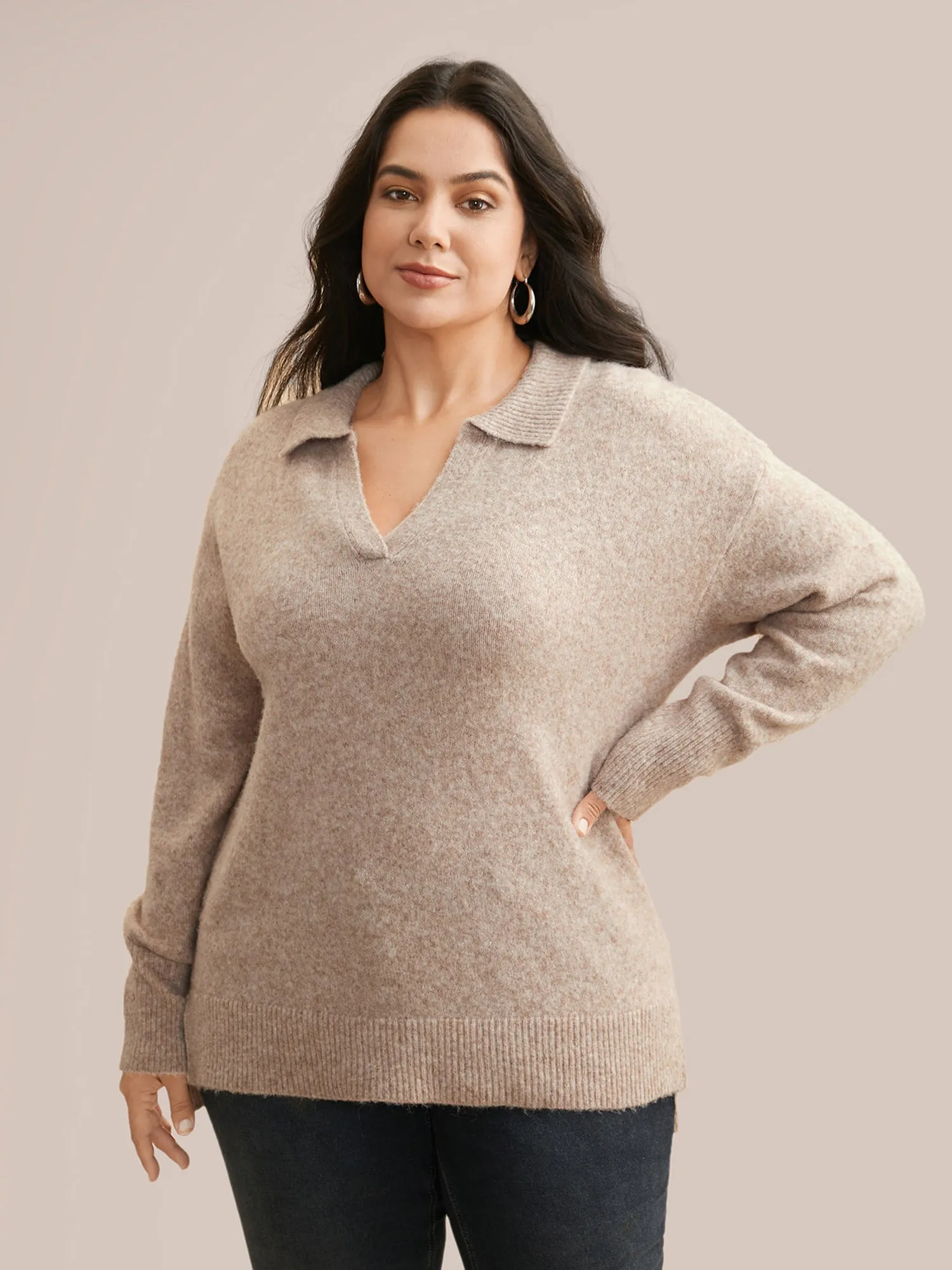 Airy Cozy Polo Collar Wool Pullover sold by Bloomchic