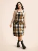 Plaid Patch Pocket Overall Dress sold by Bloomchic