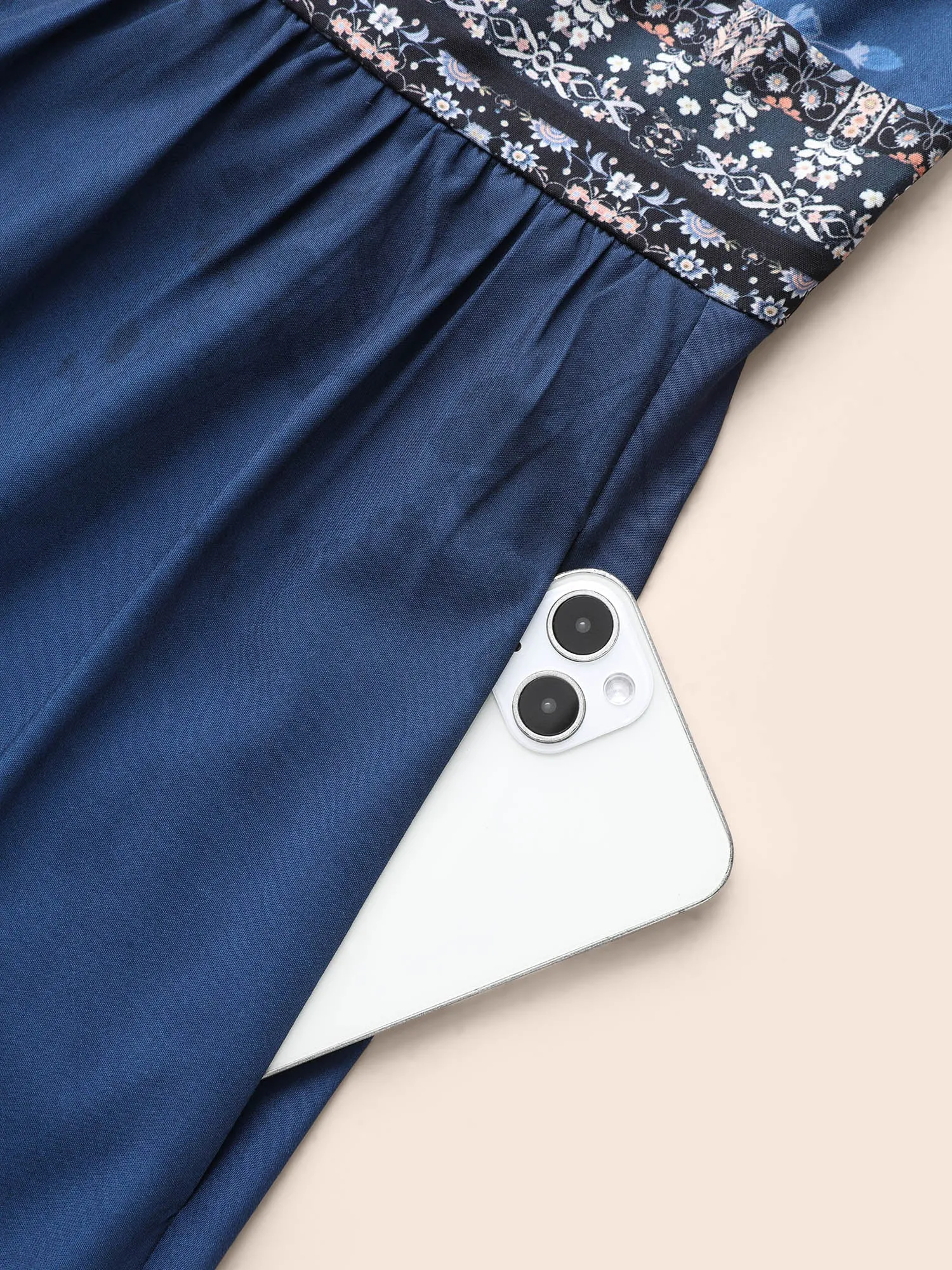 V Neck Boho Print Shirred Dress sold by Bloomchic product image thumbnail 5