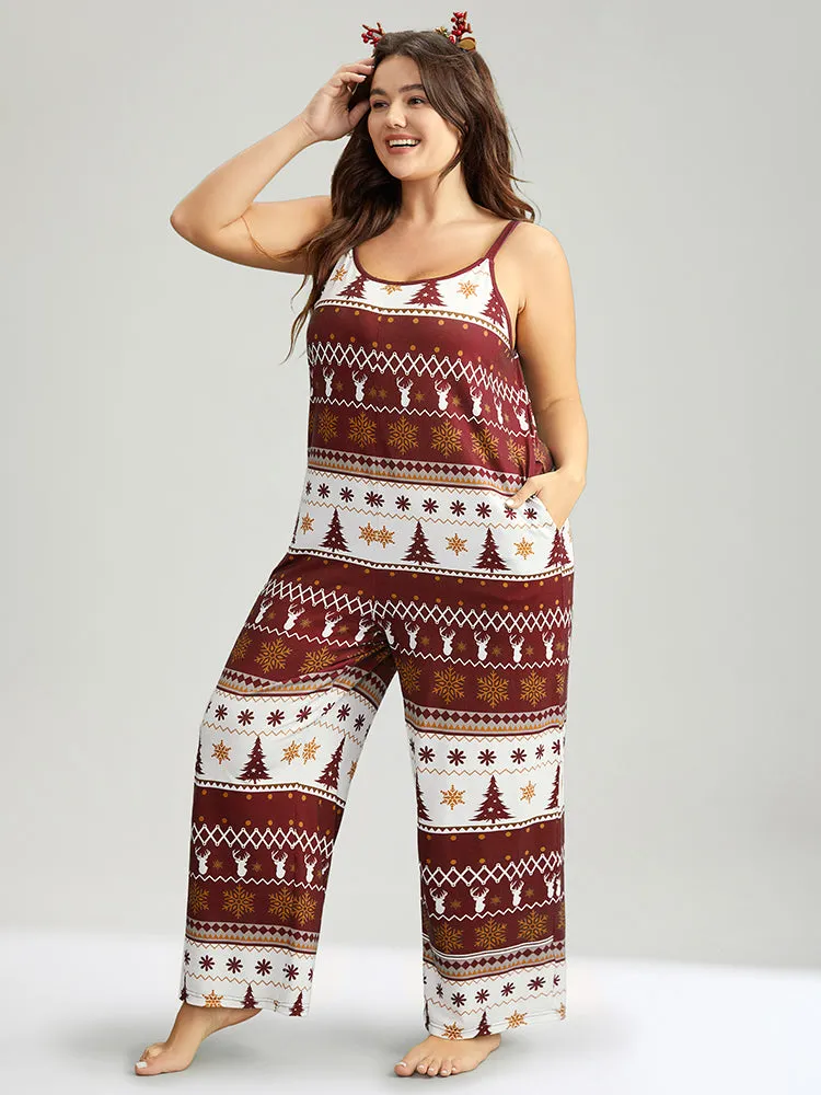 Christmas Print Pocket Cami Sleep Jumpsuit sold by Bloomchic product image thumbnail 3