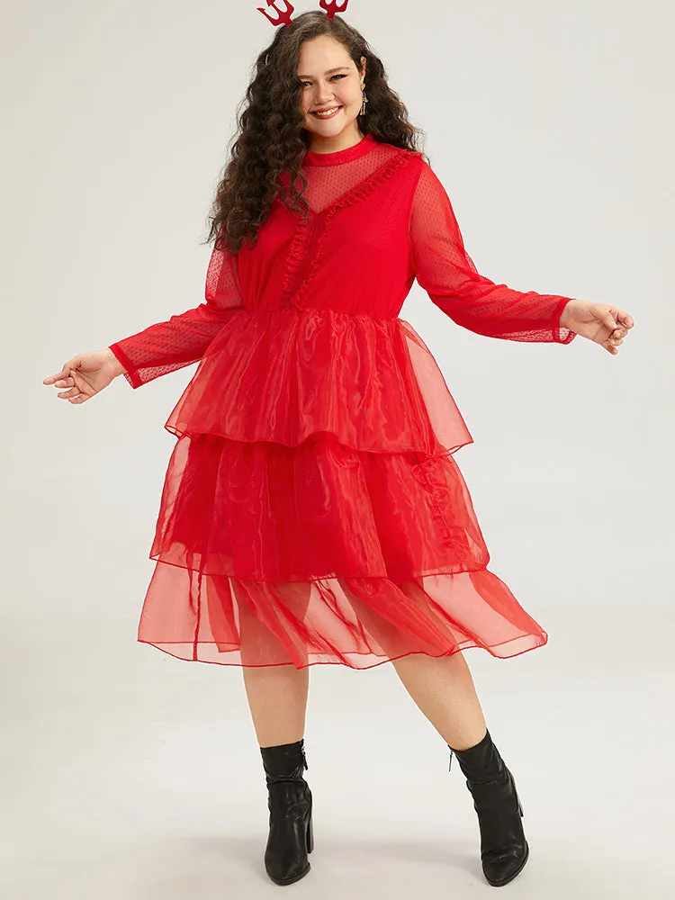 Halloween Frill Trim Mesh Layered Hem Dress sold by Bloomchic product image thumbnail 3