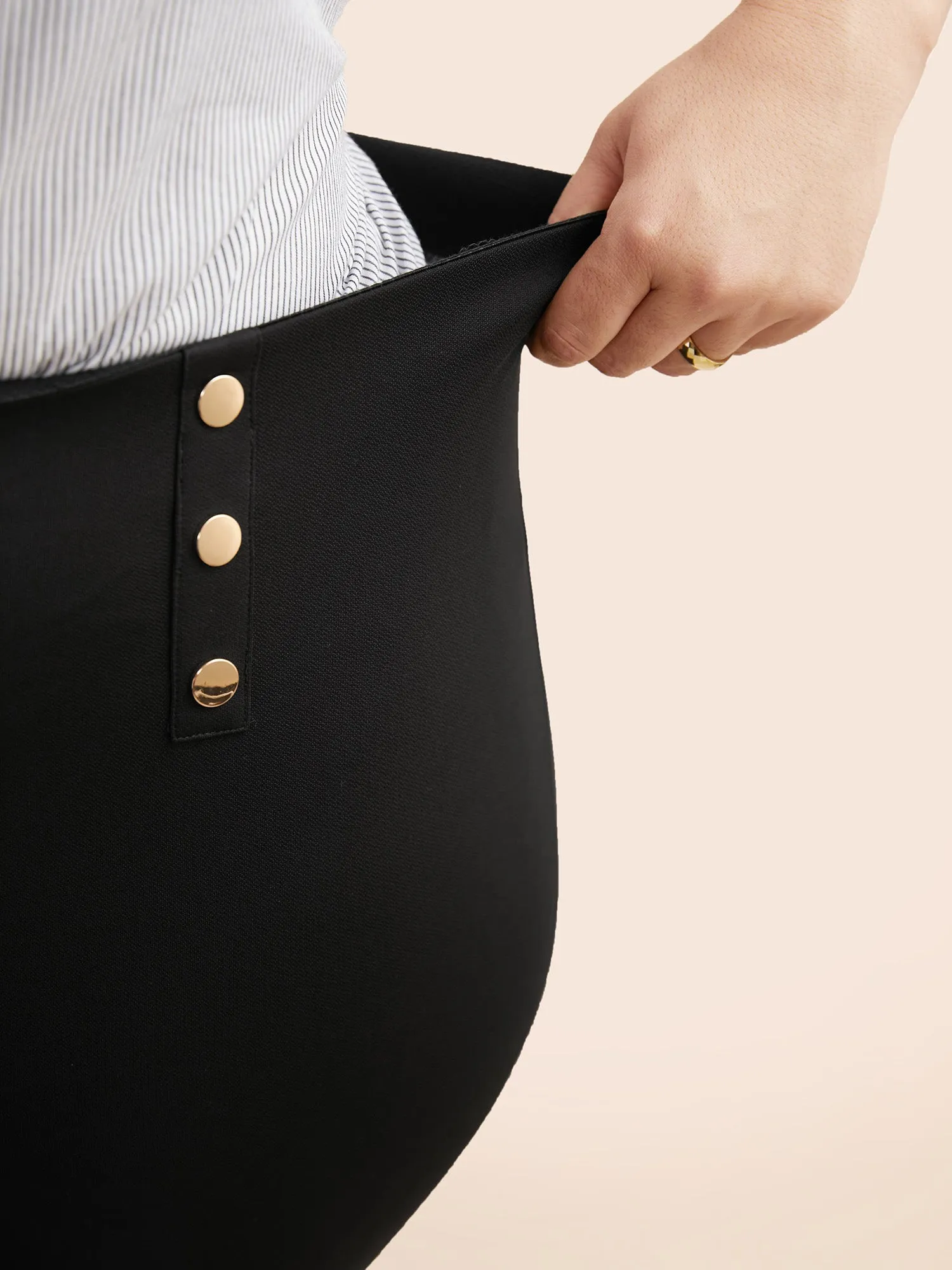 High Rise Button Detail Stretchy Pants sold by Bloomchic product image thumbnail 4