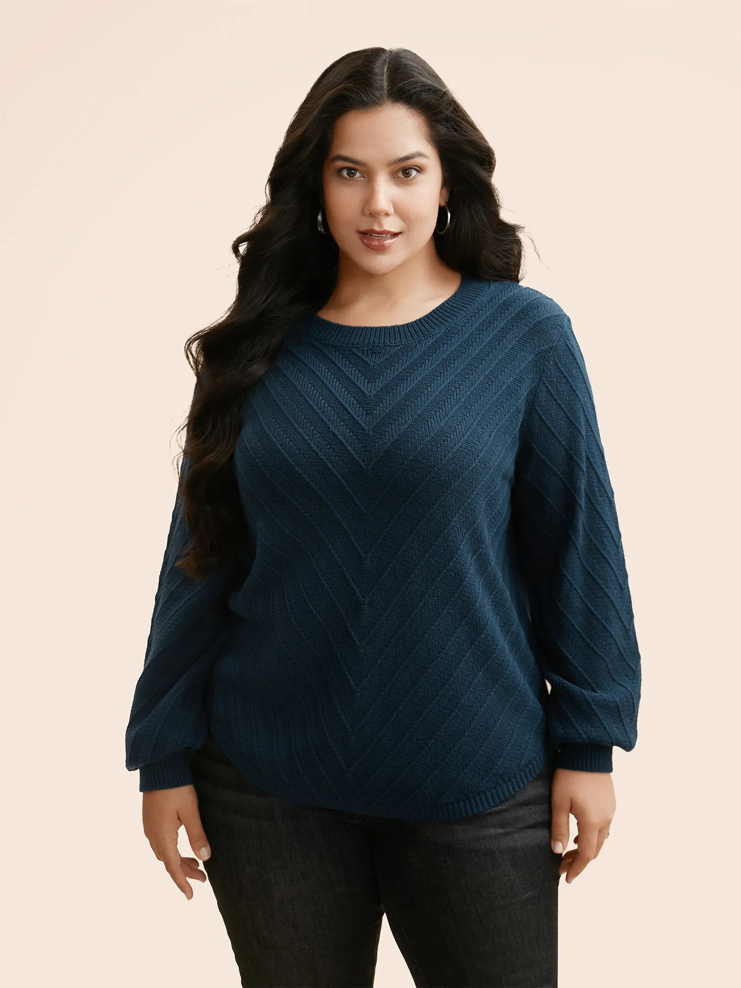 Plain Textured Crew Neck Pullover sold by Bloomchic product image thumbnail 4