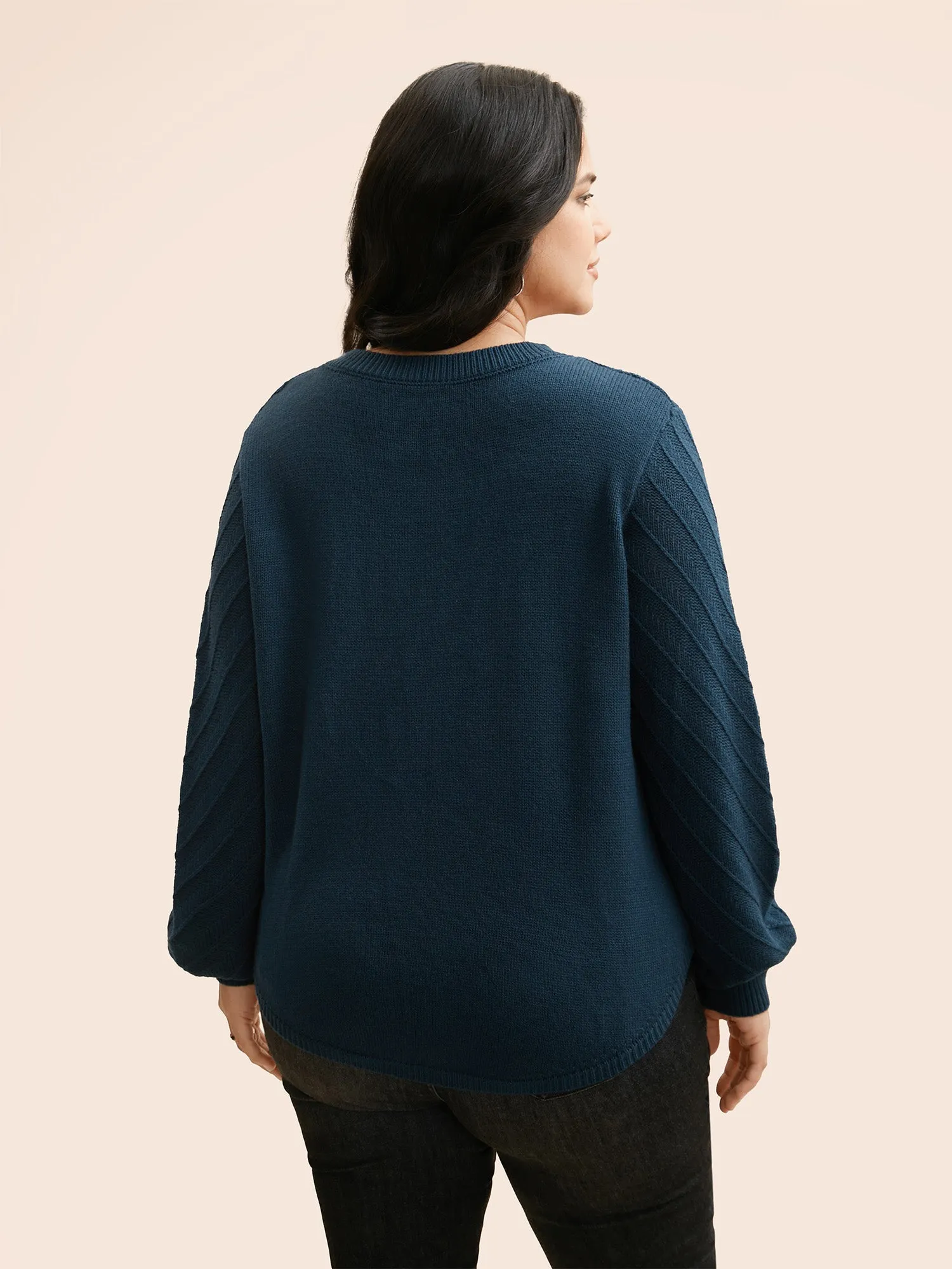 Plain Textured Crew Neck Pullover sold by Bloomchic product image thumbnail 2