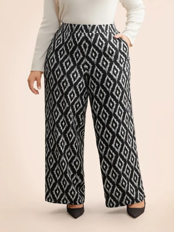 Geometric Mid Rise Pocket Pants made by Bloomchic