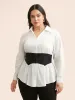 Shirt Collar Contrast Patchwork Shirt sold by Bloomchic