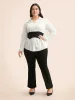 Shirt Collar Contrast Patchwork Shirt sold by Bloomchic