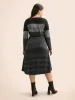 Striped Contrast Elastic Waist Midi Dress sold by Bloomchic