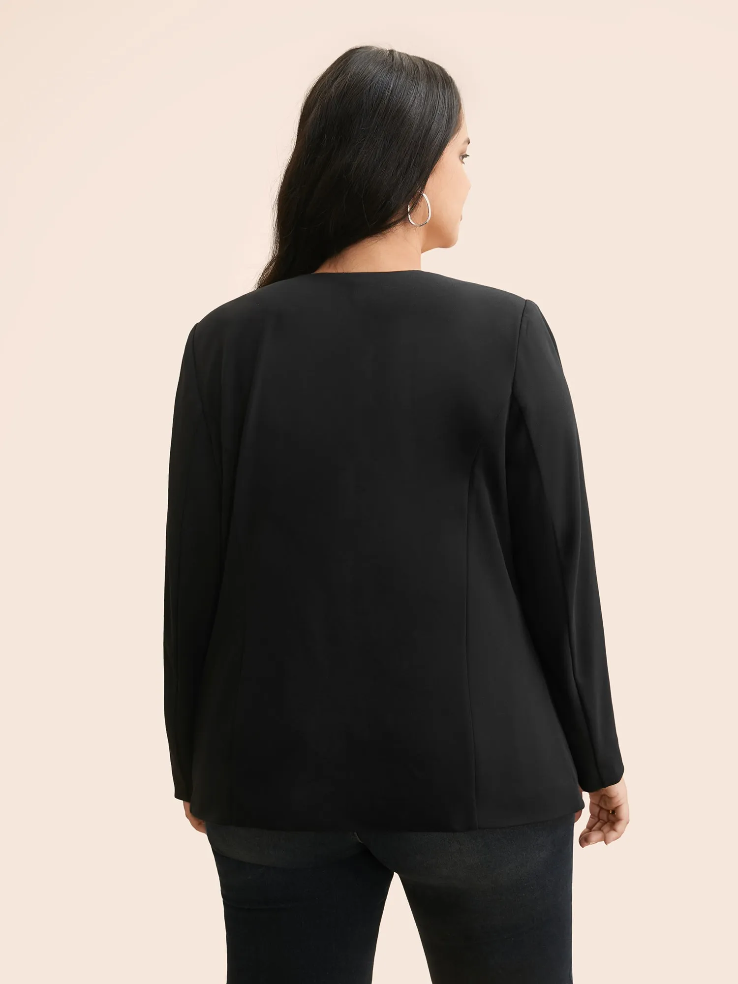 Long Sleeve Open Front Pleated Blazer sold by Bloomchic product image thumbnail 4