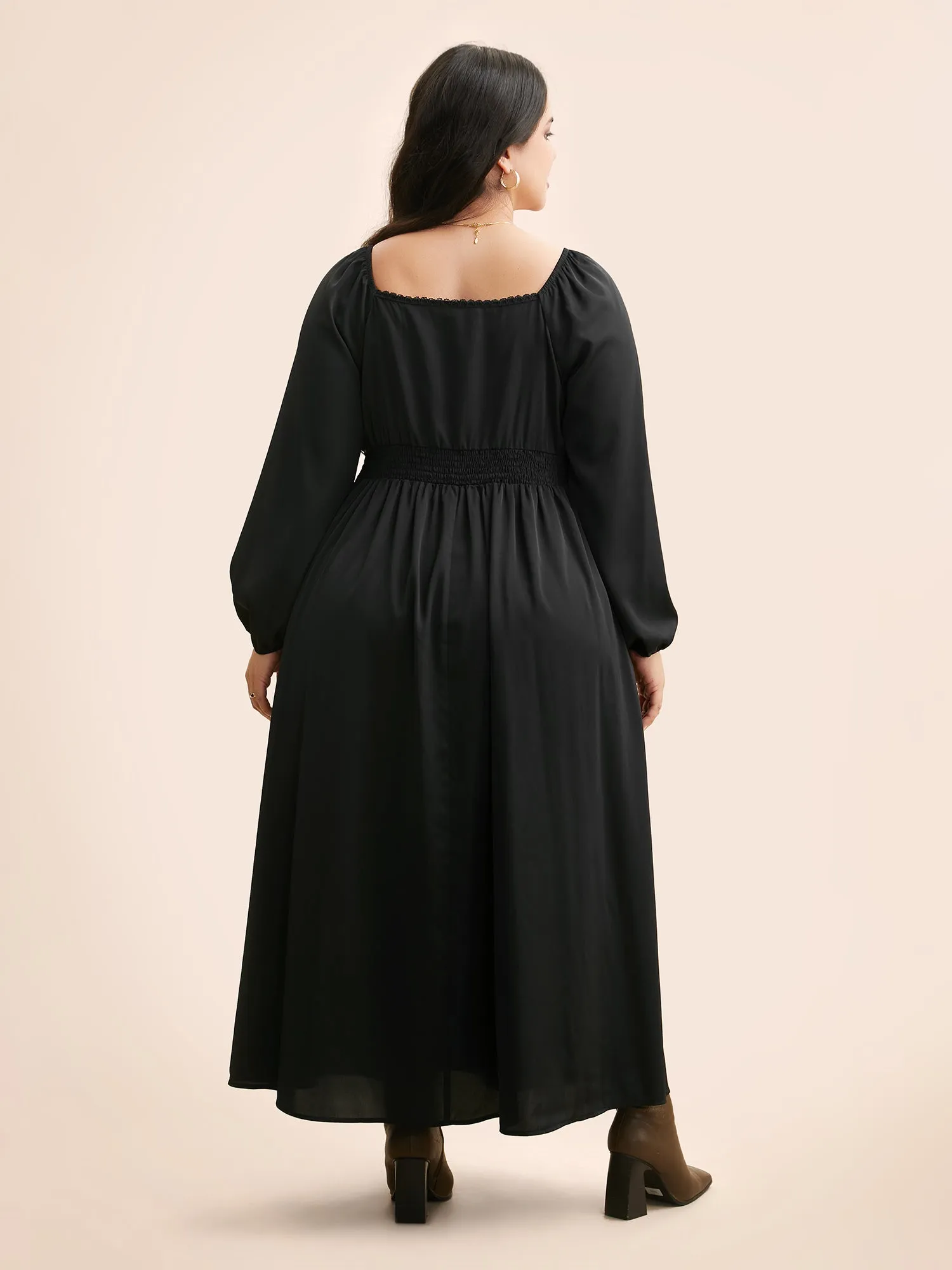 Heart Neckline Shirred Woven Ribbon Dress sold by Bloomchic product image thumbnail 3