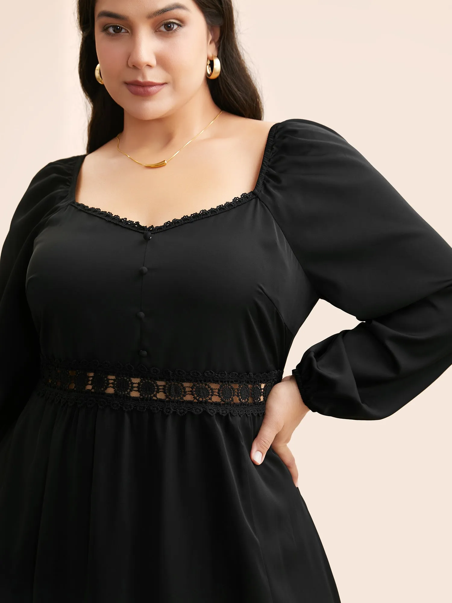 Heart Neckline Shirred Woven Ribbon Dress sold by Bloomchic product image thumbnail 4