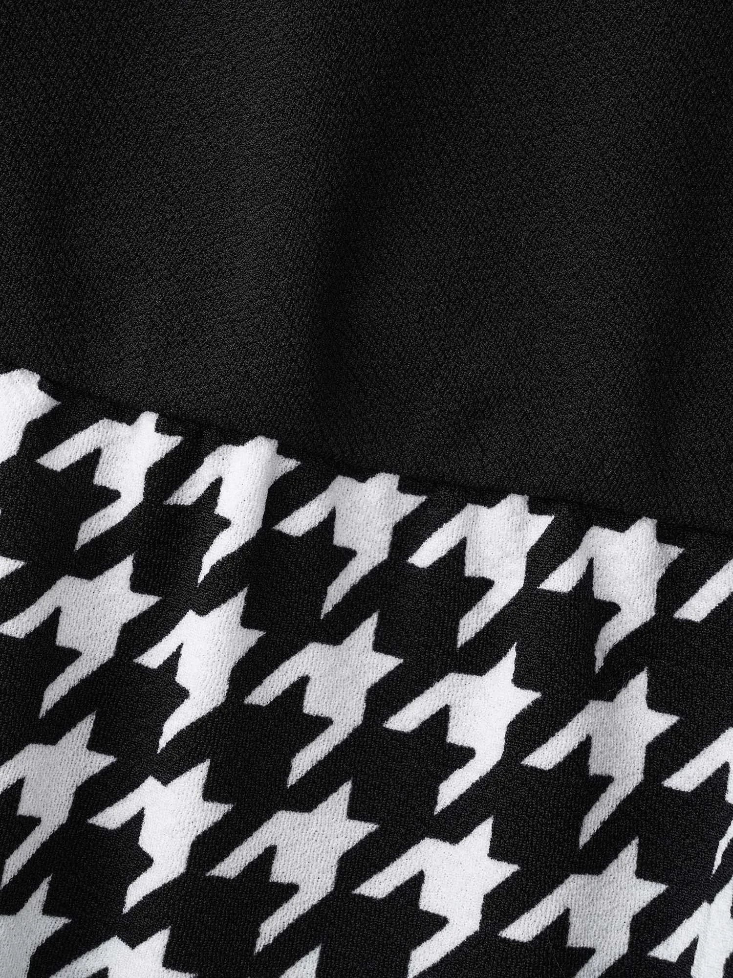 Houndstooth Patchwork Elastic Waist Dress sold by Bloomchic product image thumbnail 5