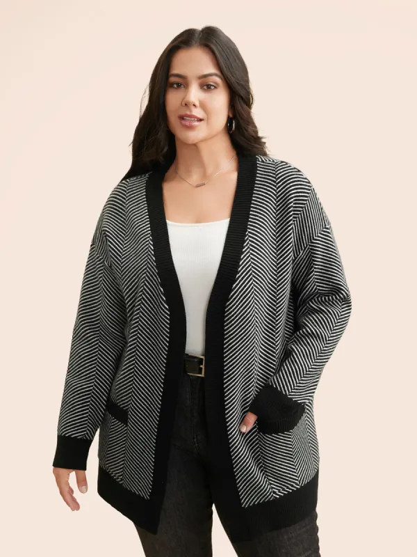 Supersoft Essentials Striped Patch Pocket Cardigan sold by Bloomchic