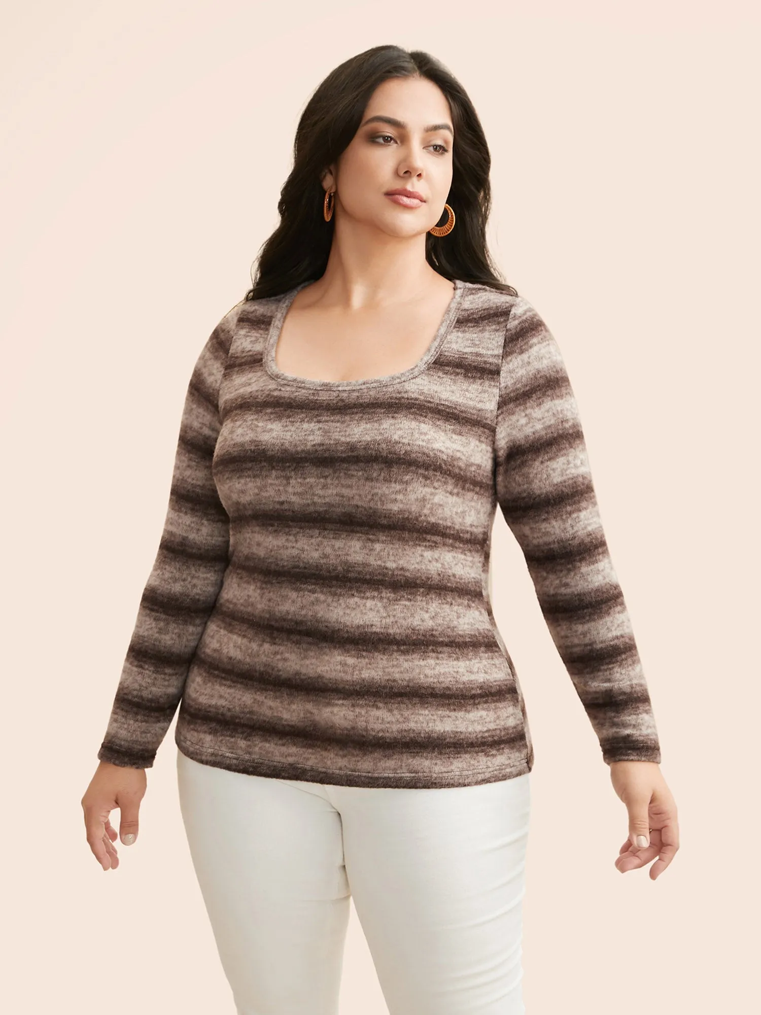 Ombre Striped U Neck T-shirt sold by Bloomchic product image thumbnail 4