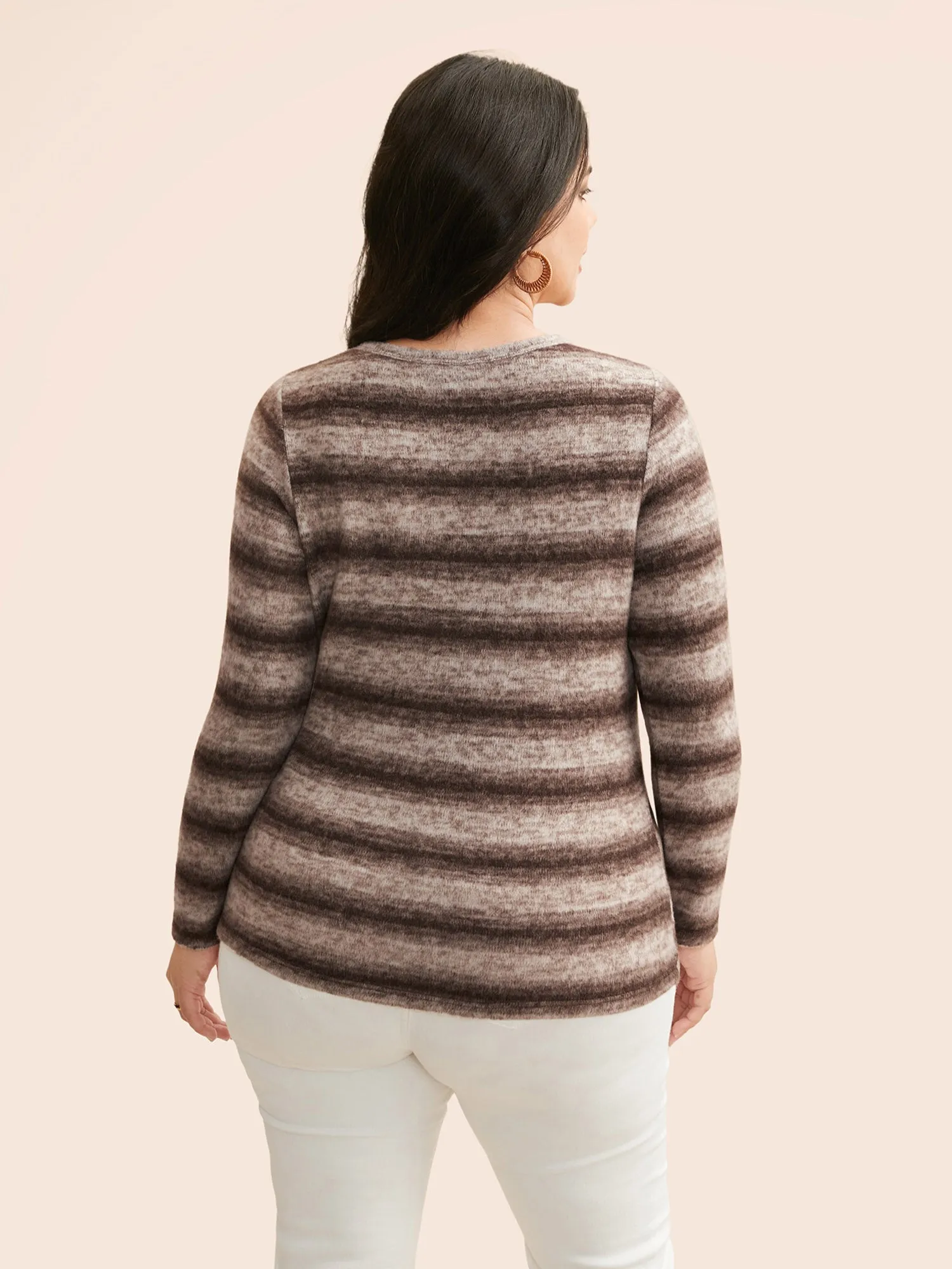 Ombre Striped U Neck T-shirt sold by Bloomchic product image thumbnail 3