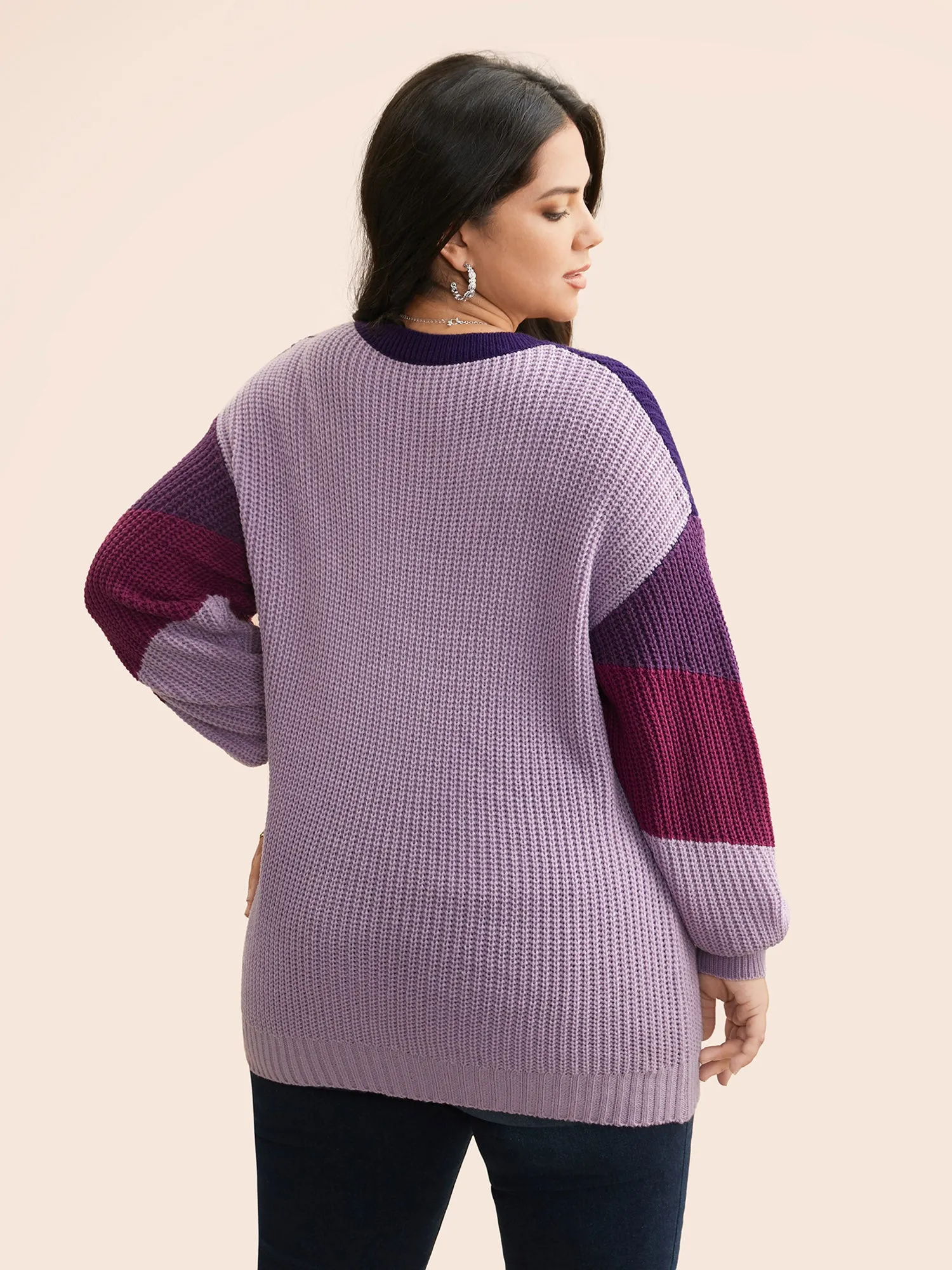 Colorblock Contrast Drop Shoulder Sleeve Pullover sold by Bloomchic product image thumbnail 2