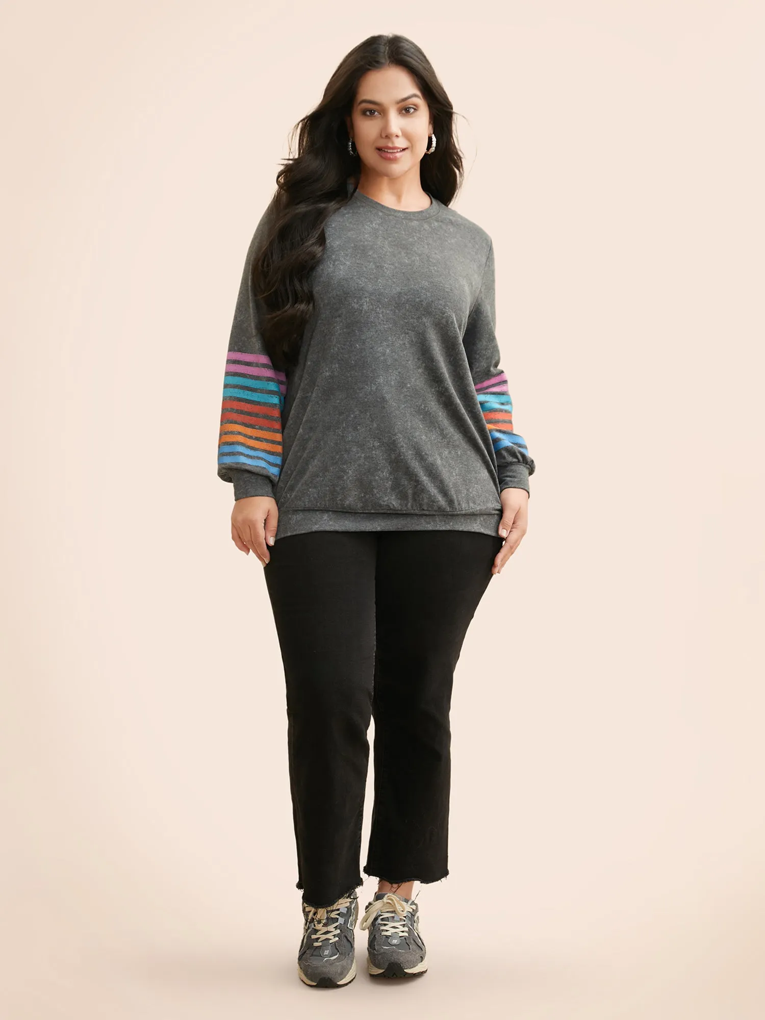 Vintage Colored Striped Crew Neck Sweatshirt sold by Bloomchic product image thumbnail 4