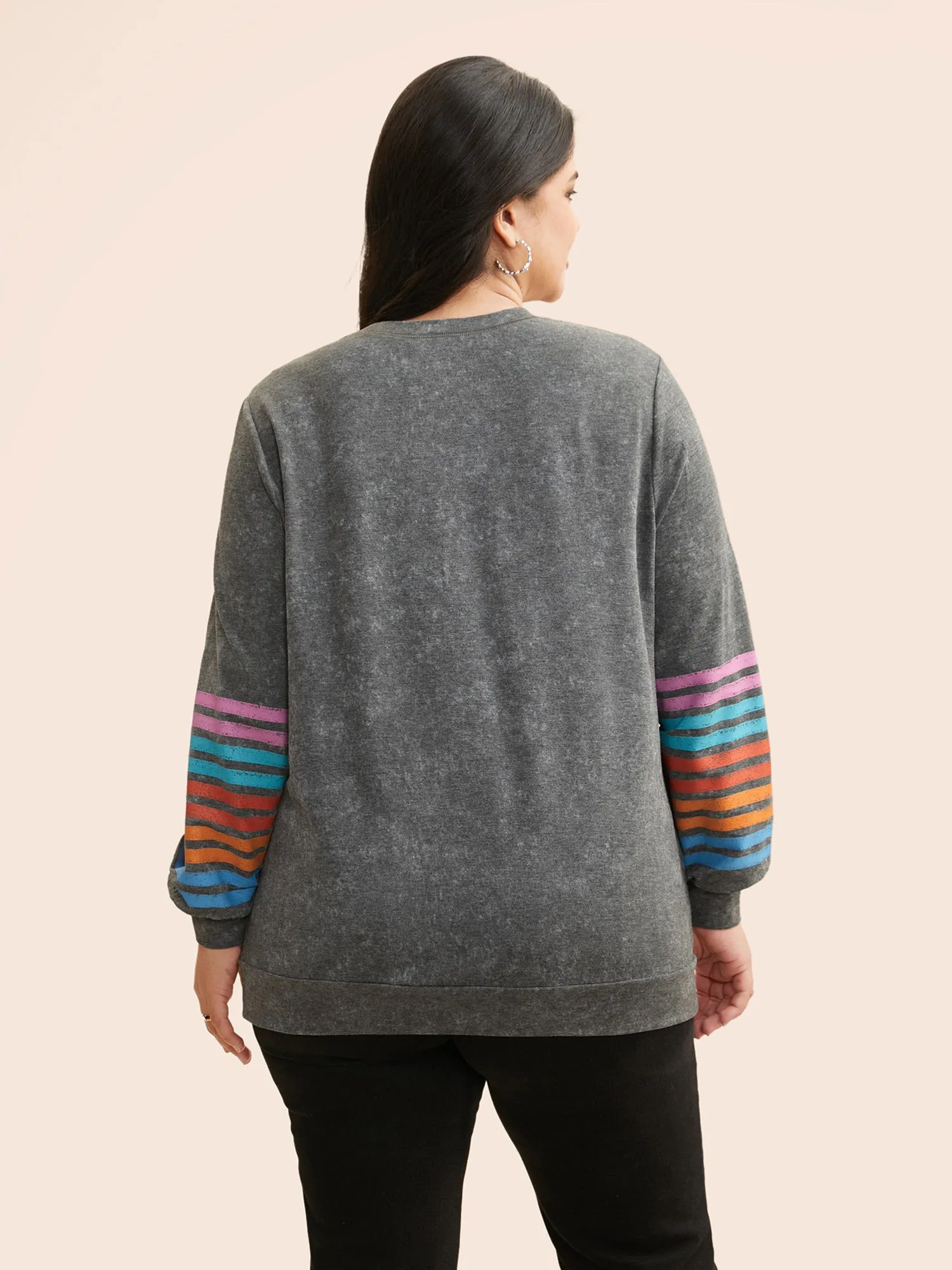 Vintage Colored Striped Crew Neck Sweatshirt sold by Bloomchic product image thumbnail 3