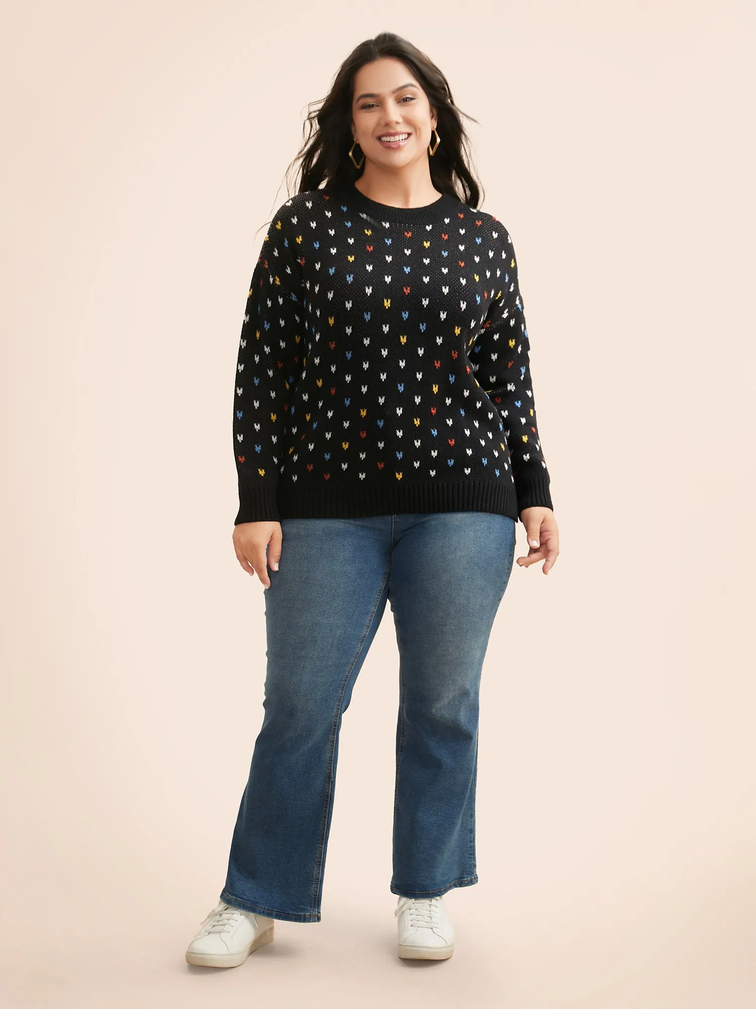 Polka Dot Texture Split Hem Pullover sold by Bloomchic product image thumbnail 3