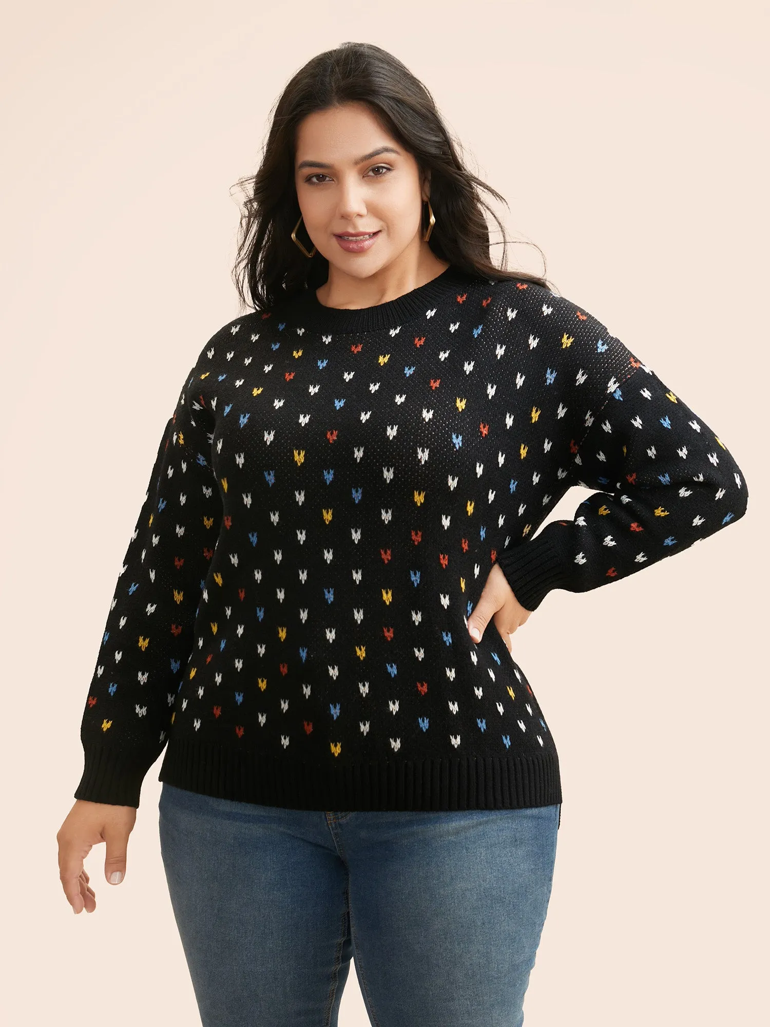 Polka Dot Texture Split Hem Pullover sold by Bloomchic product image thumbnail 4