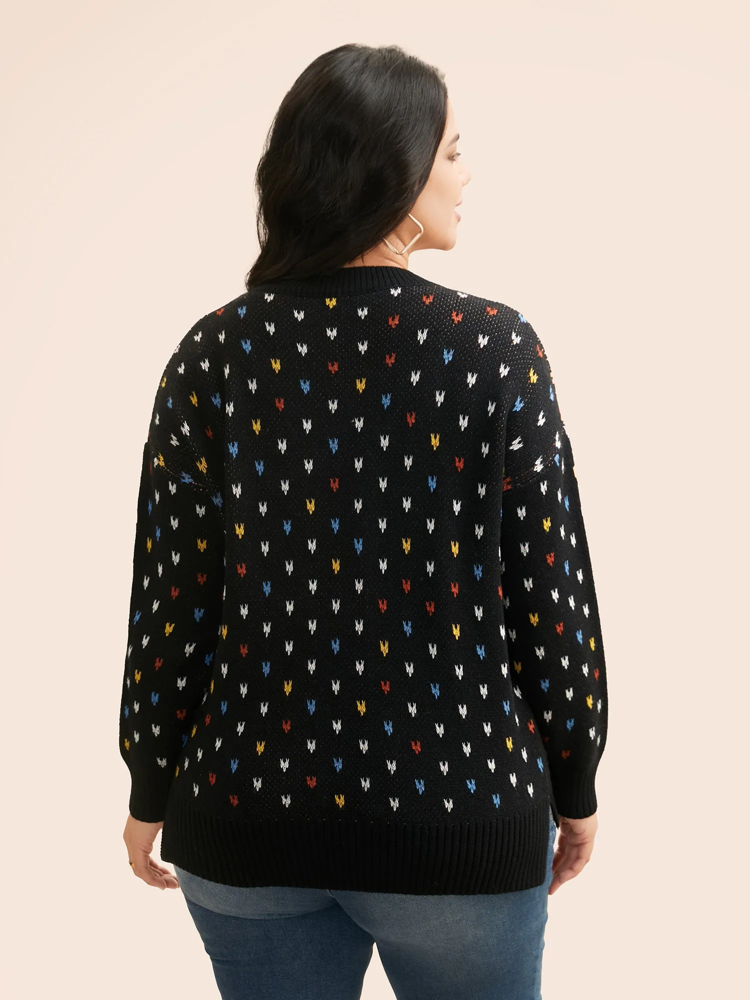 Polka Dot Texture Split Hem Pullover sold by Bloomchic product image thumbnail 2