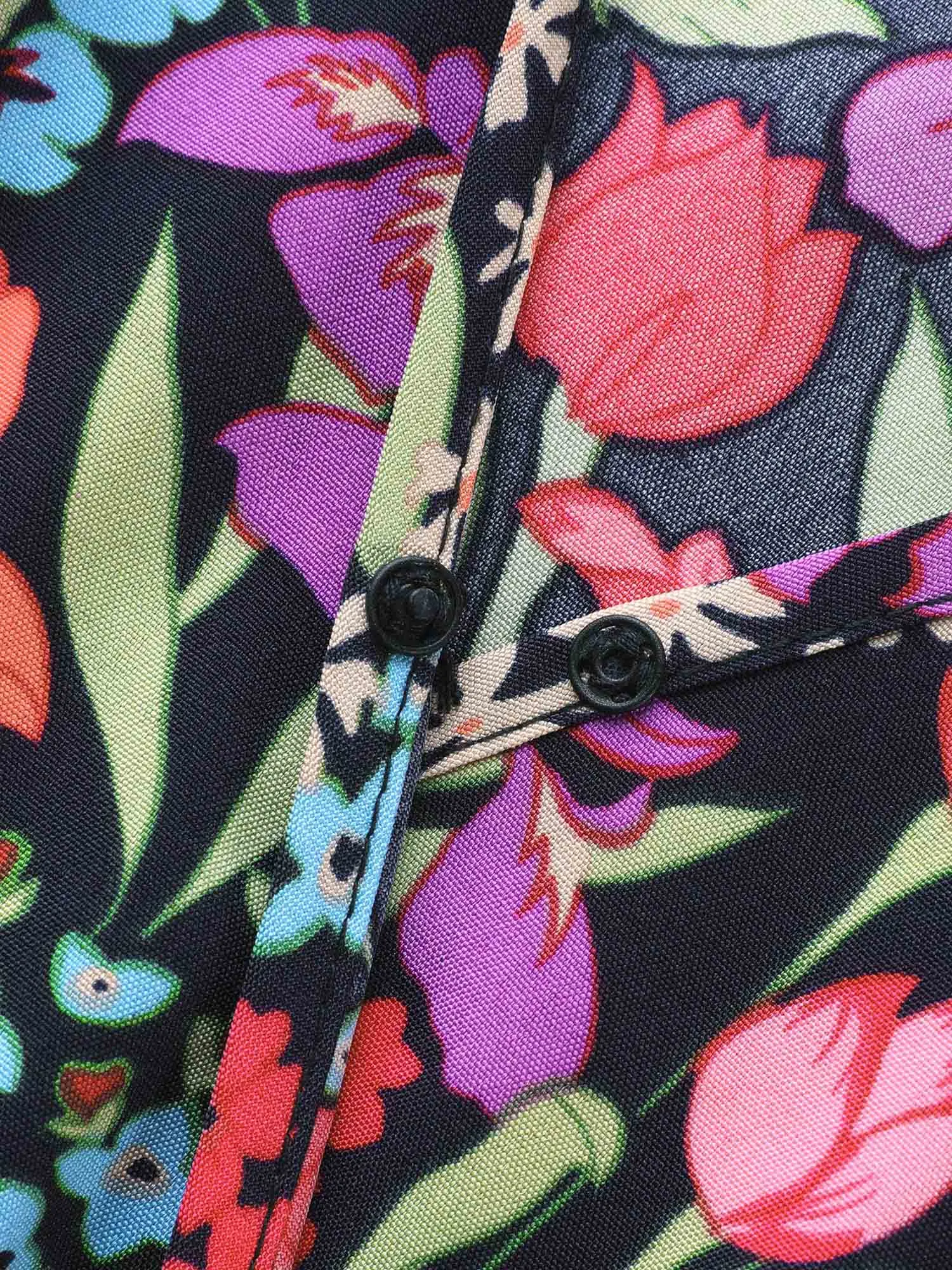 Floral Overlap Collar Shirred Dress sold by Bloomchic product image thumbnail 5